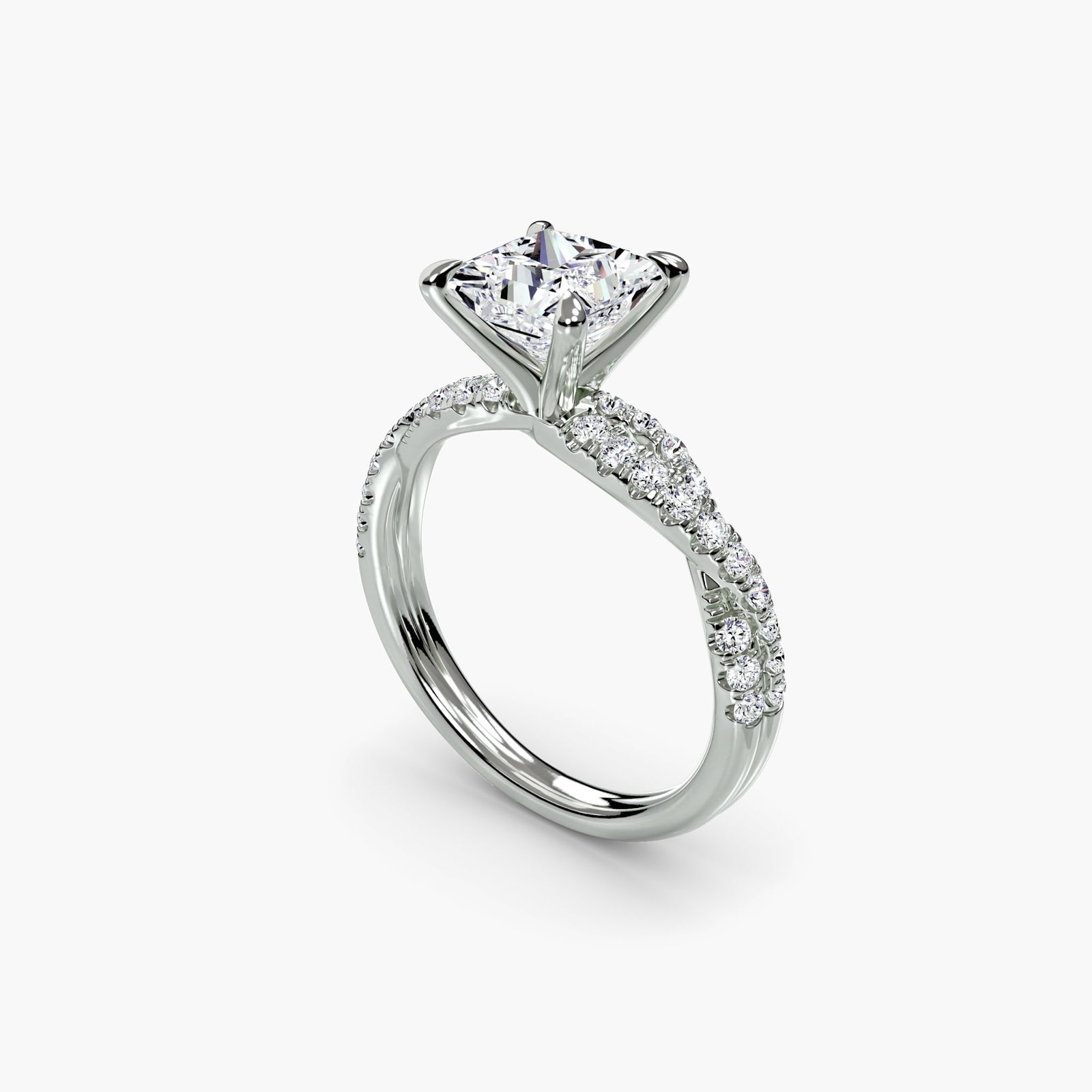 Pave Princess 950 Platinum Ring Setting - 5