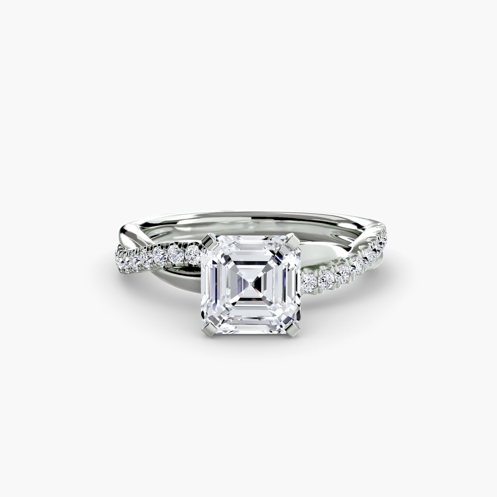 Pave Asscher 950 Platinum Ring Setting - 2