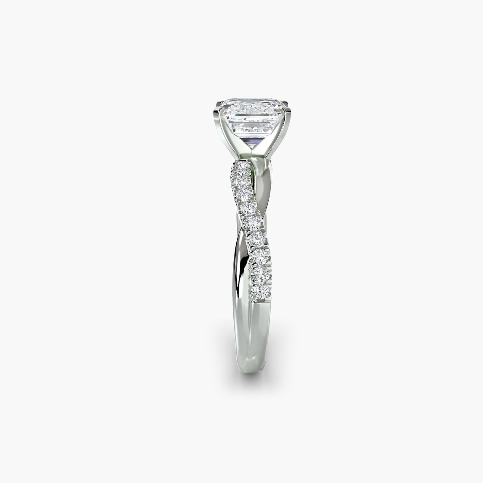 Pave Asscher 950 Platinum Ring Setting - 3