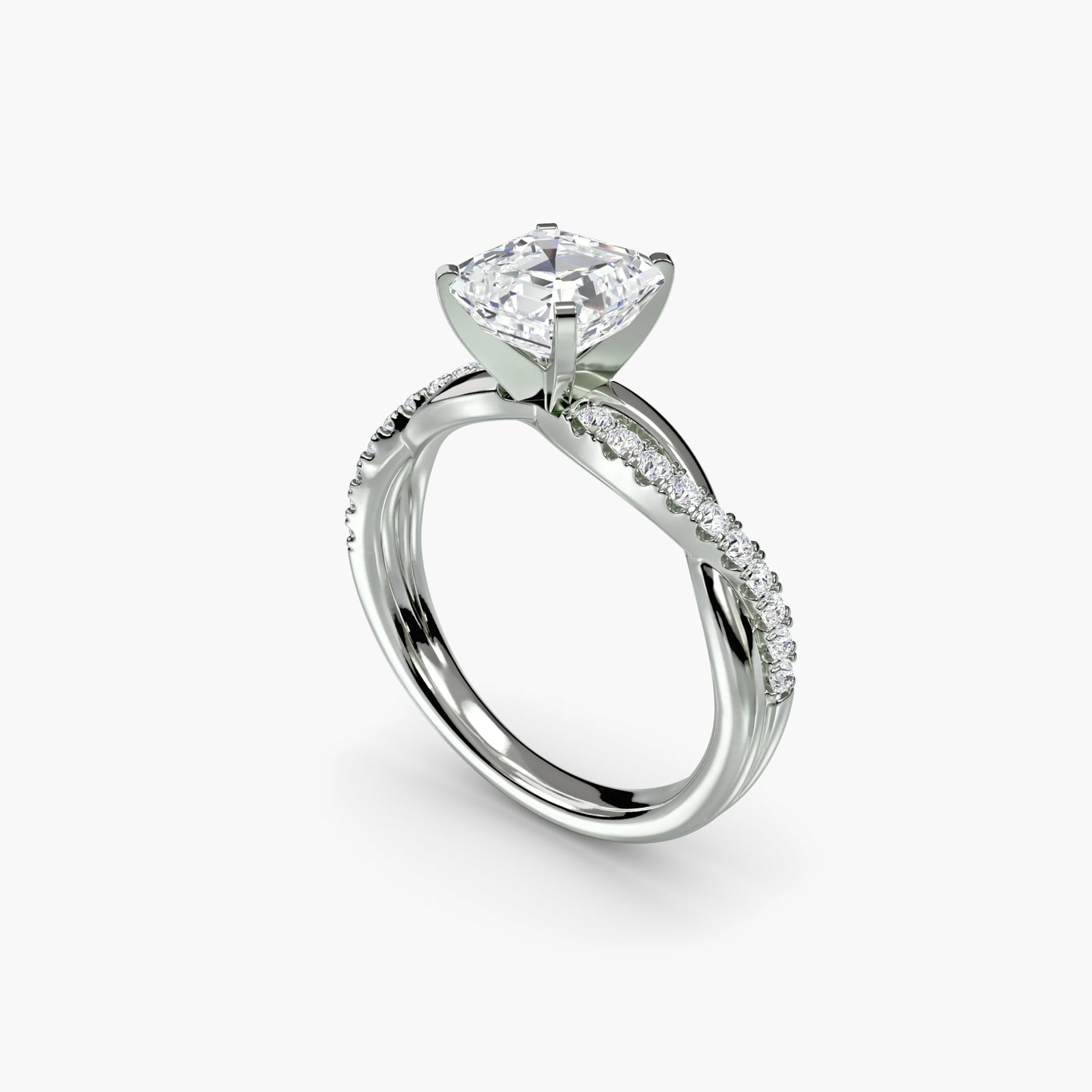 Pave Asscher 950 Platinum Ring Setting - 5