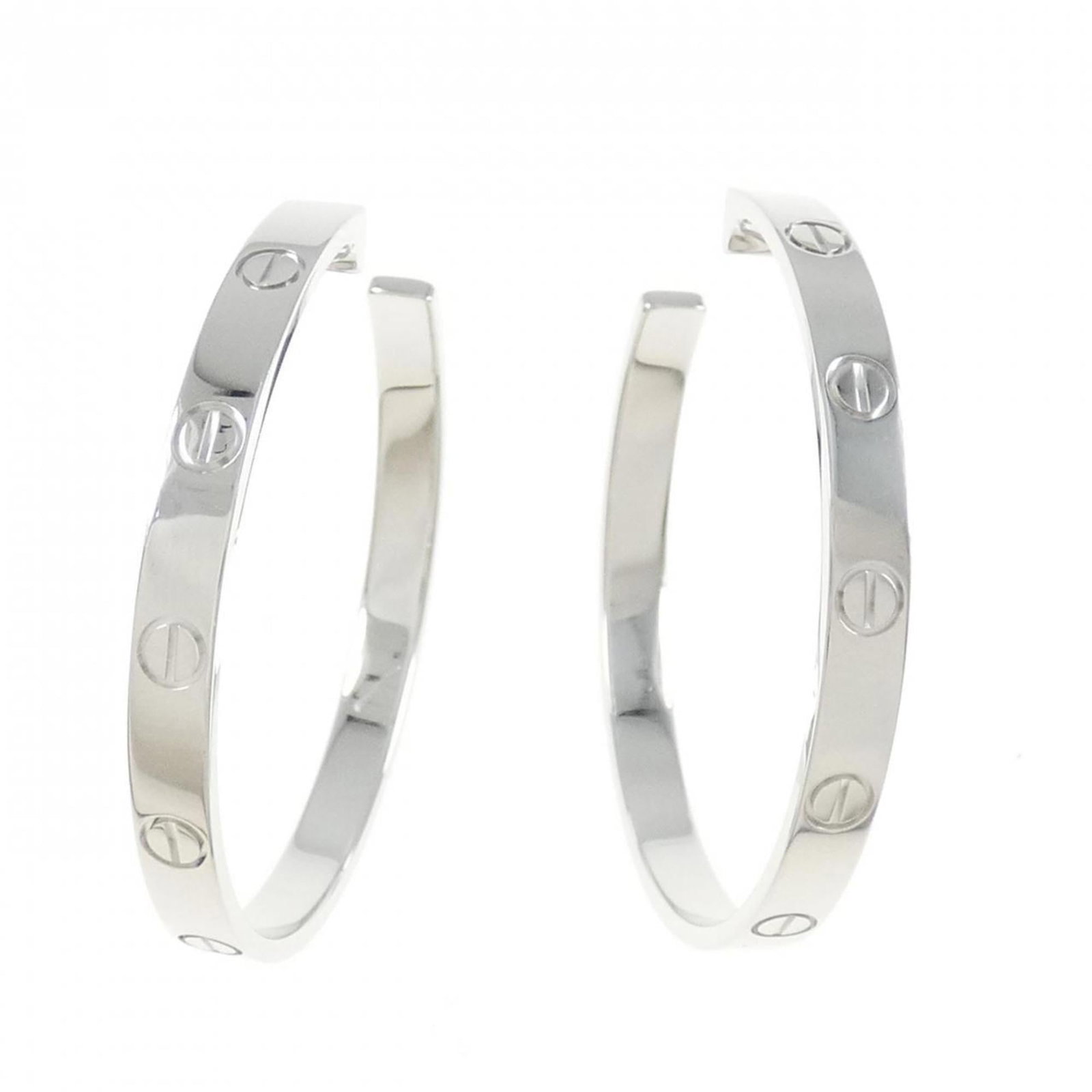 Cartier Hoop Earrings White Gold (18K): Cartier Hoop Earrings White Gold (18K) Cartier Hoop Earrings White Gold (18K) - A timeless piece from the renowned luxury brand, these Cartier hoop earrings are crafted in 18K white gold and feature