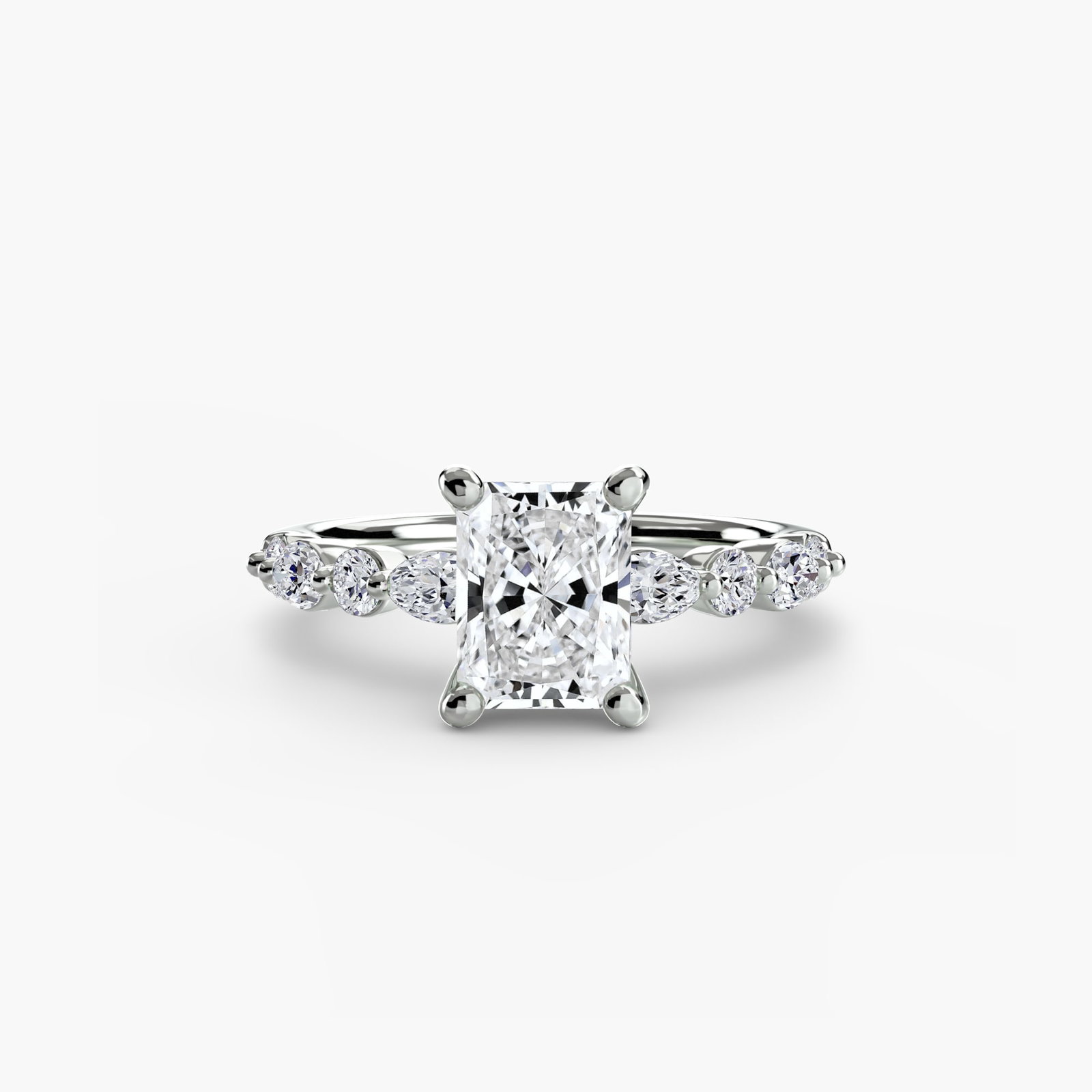 Pave Radiant 950 Platinum Ring Setting - 2