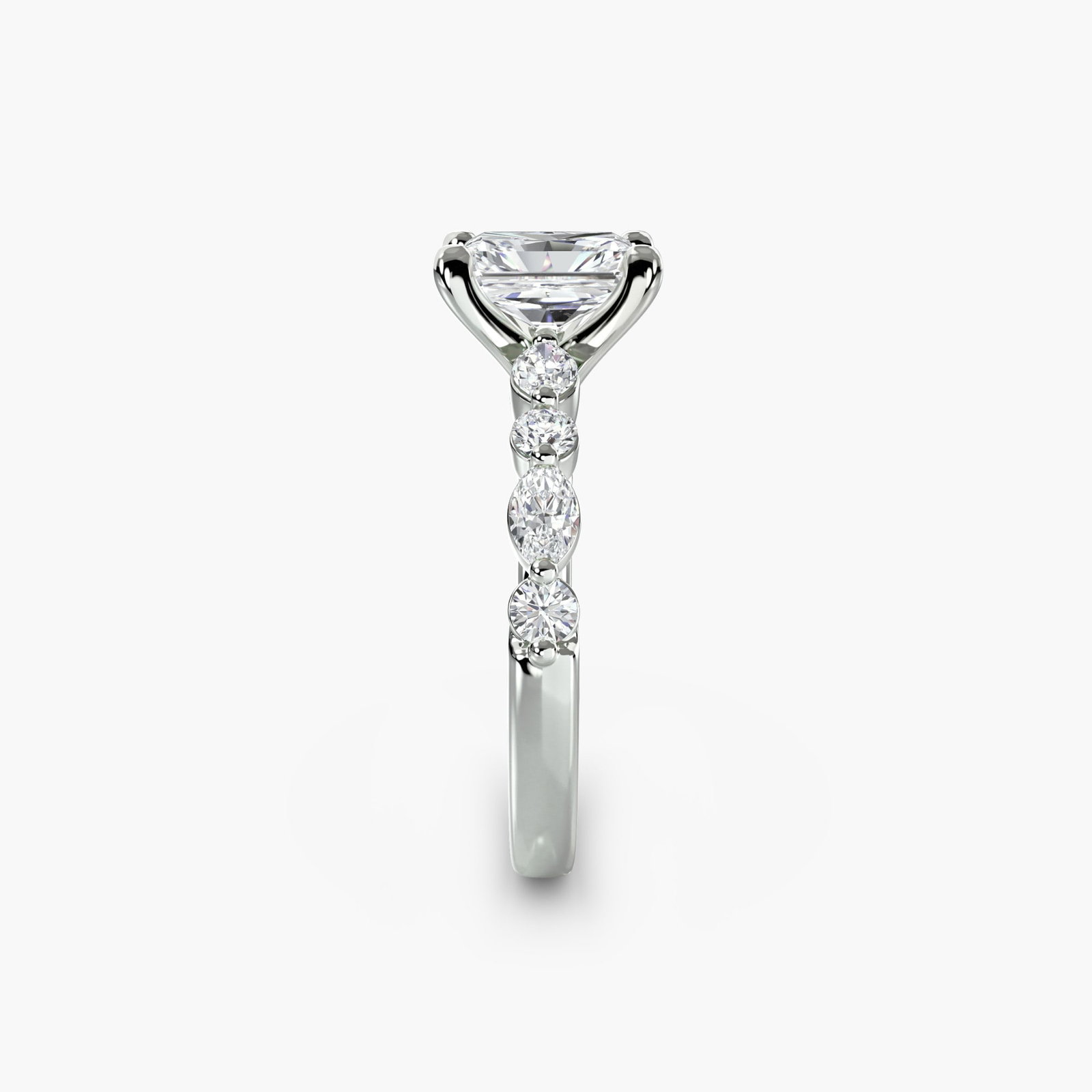 Pave Radiant 950 Platinum Ring Setting - 3