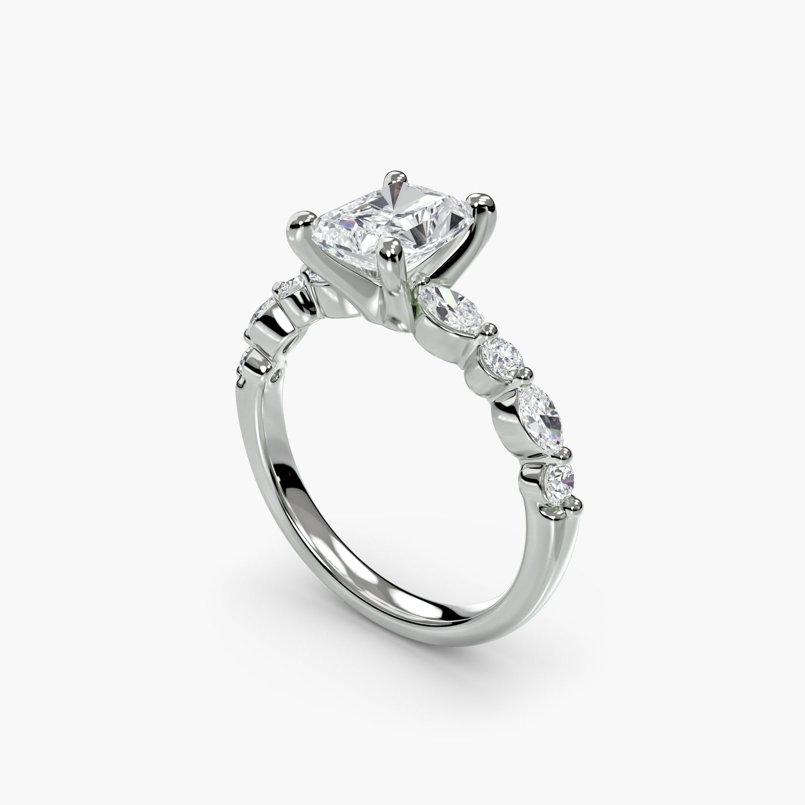 Pave Radiant 950 Platinum Ring Setting - 5