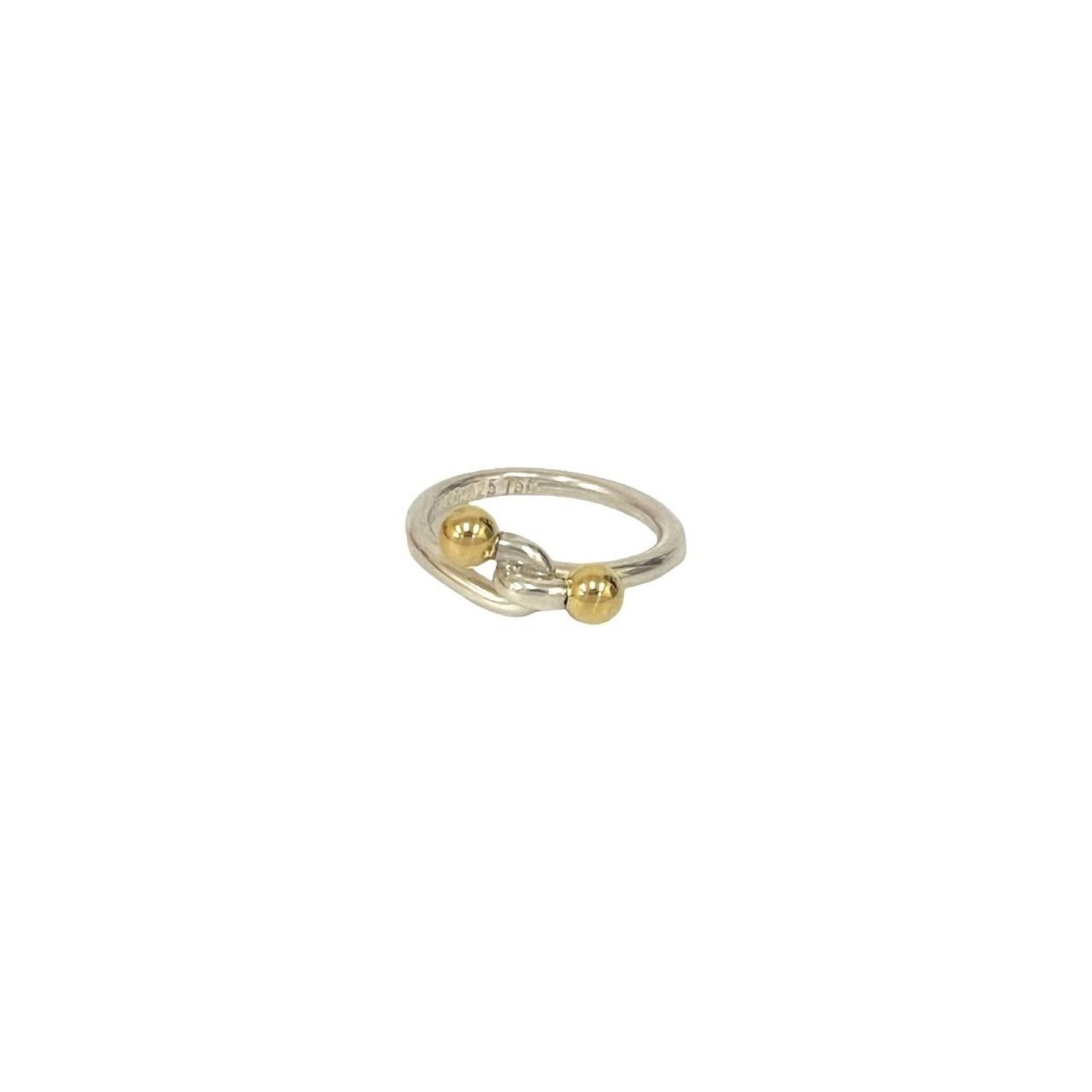 Tiffany Band Ring Gold (18K) Silver 925: Tiffany Band Ring Gold (18K) Silver 925 Gold (18K) and Silver 925 details make this Tiffany Band Ring stand out. The item bears a signature, but we cannot verify its authenticity. Traces of usage are 