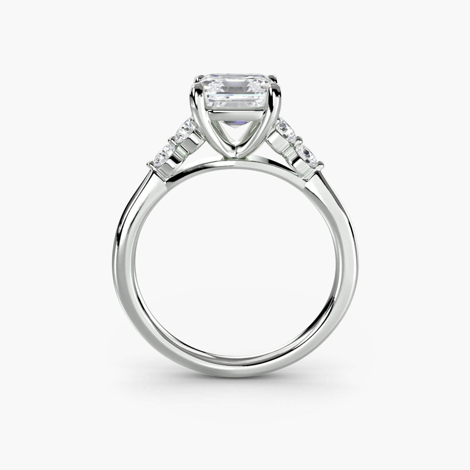Solitaire Asscher 950 Platinum Ring Setting - 4