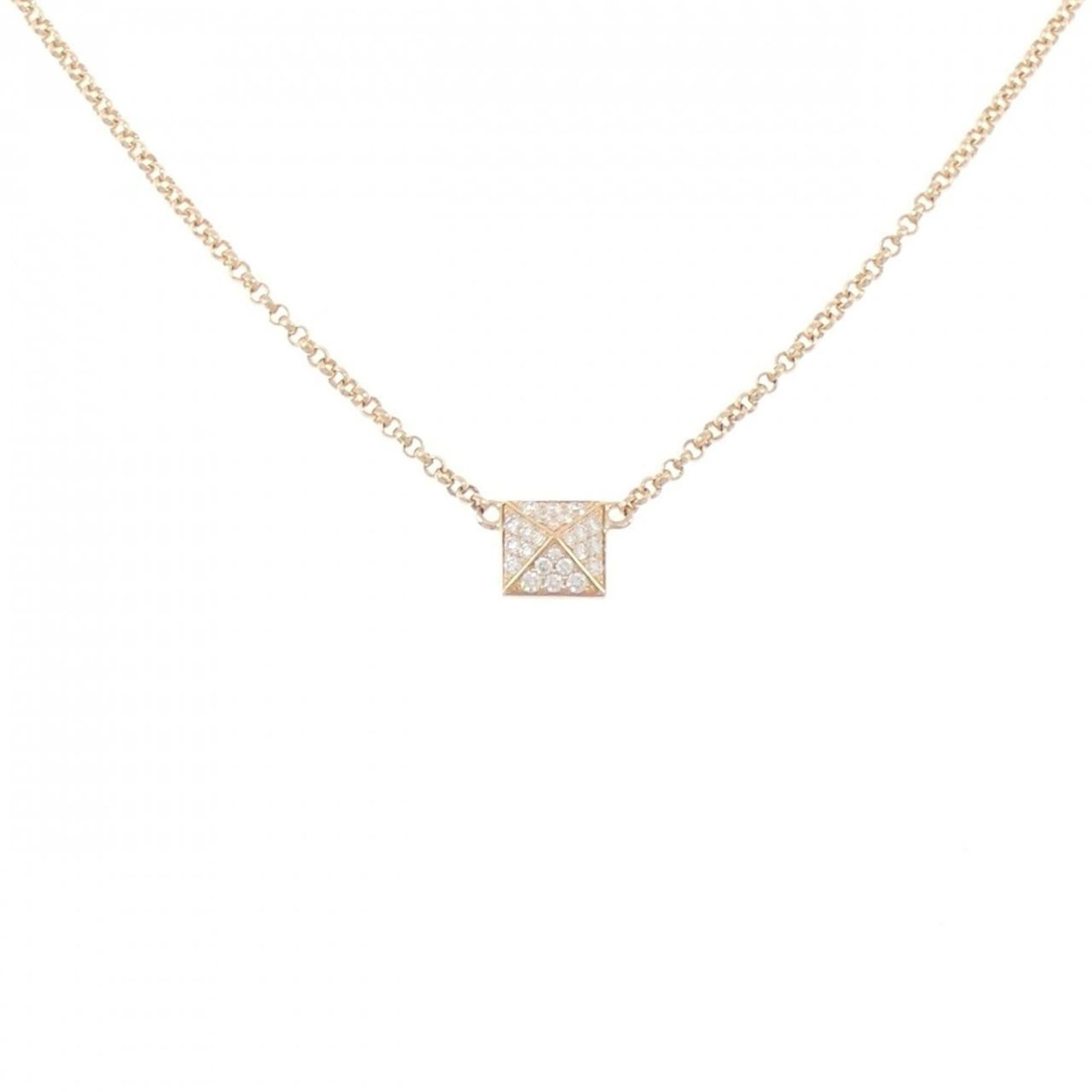 Herms Clou De H Necklace: Herms Clou De H Necklace Pink Gold (18K) pendant featuring a diamond, set in a necklace with a circumference of 40 cm. The pendant measures 6.7mm x 6.8mm and bears a signature. This used item is in ve