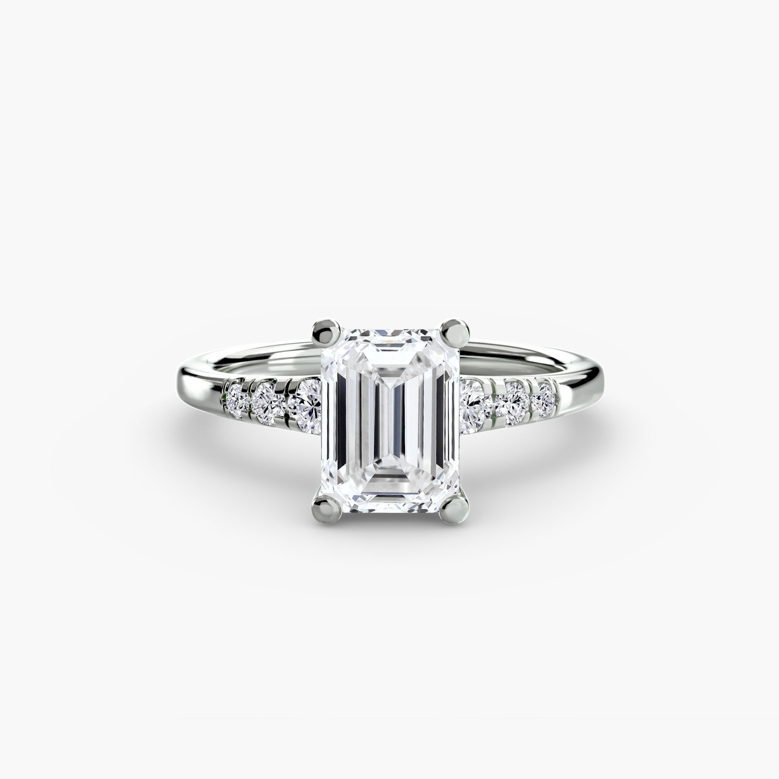Solitaire Emerald 18Kt White Gold Ring Setting - 2