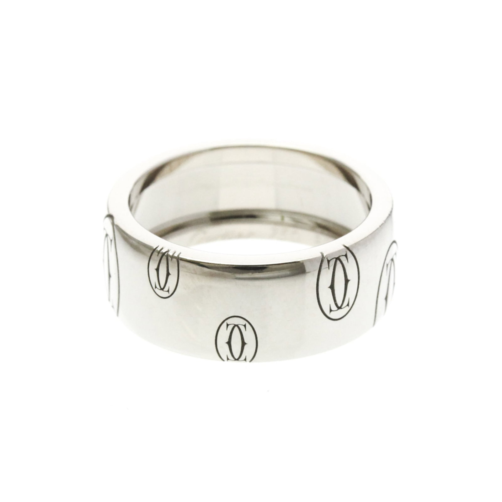 White Gold Cartier Band Ring 18K: White Gold Cartier Band Ring 18K 18K White Gold Cartier Band Ring offers sleek, sophisticated style. Made from high-quality white gold, this band ring features a classic design with a width of 8.1mm a