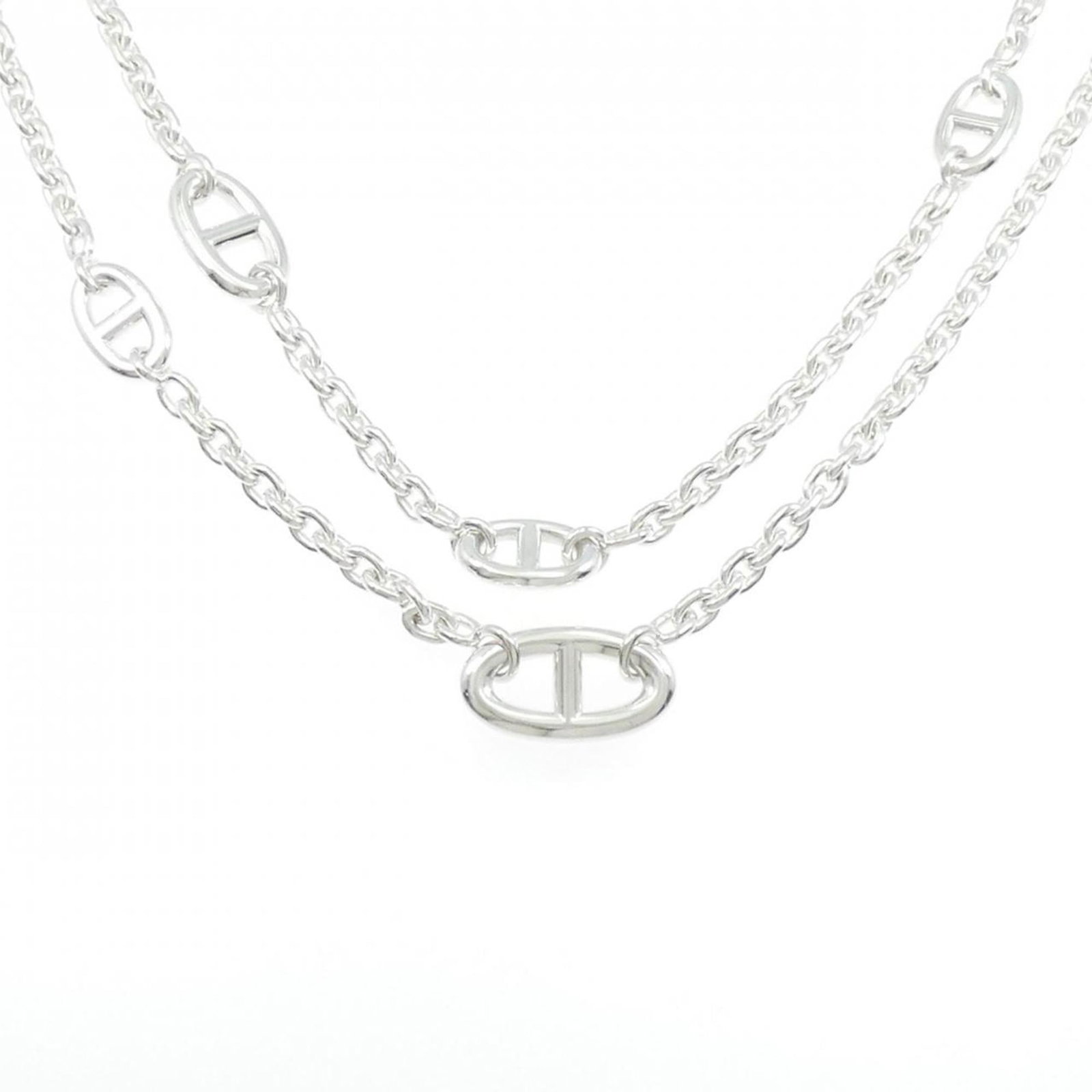 Farandole Necklace by Hermes: Farandole Necklace by Hermes Silver Farandole Necklace by Hermes, featuring a 14mm x 14mm pendant in a 119 cm circumference chain. This necklace bears a signature and is made from high-quality silver