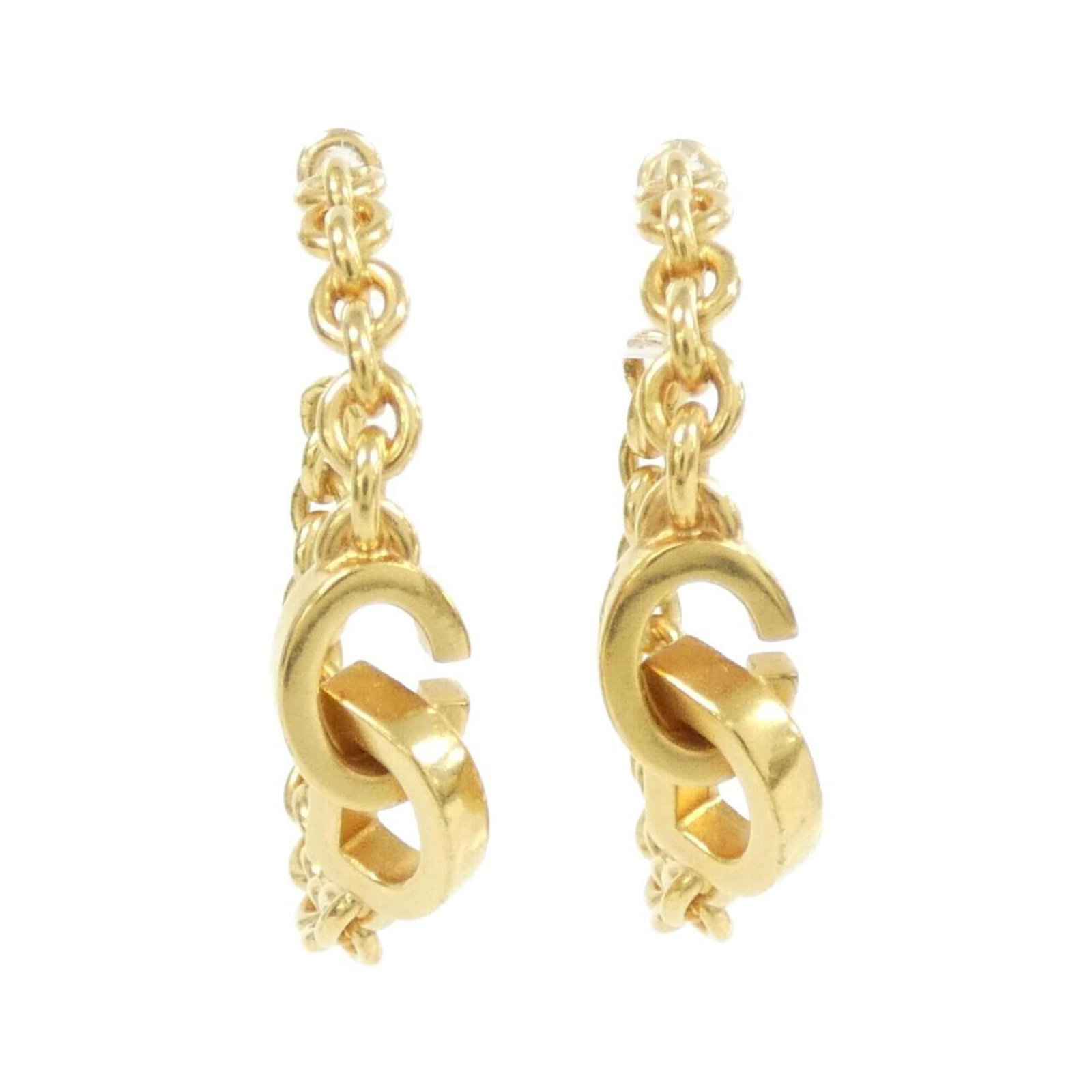 Stud Earrings by Christian Dior: Stud Earrings by Christian Dior Stud earrings by Christian Dior, featuring a gold finish and sleek design. The earrings measure 22mm x 10mm in size and are in very good condition, with some minor