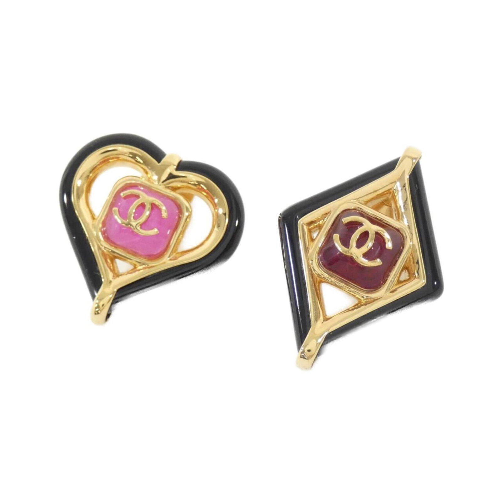 Chanel Pin Brooch: Chanel Pin Brooch Black, Pink, and Red Chanel Pin Brooches are available. This pin brooch features the iconic interlocking CC logo in black, pink, and red enamel on a metal base. The condition is used
