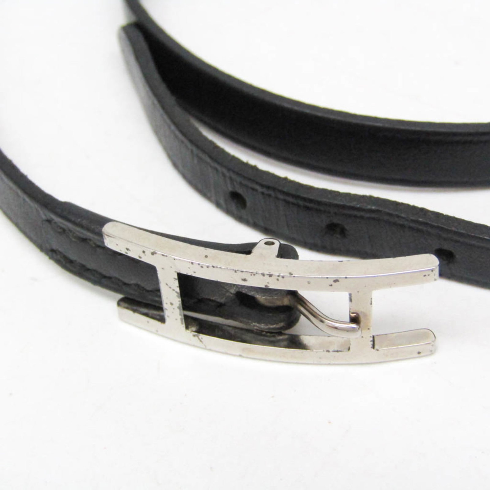 Metal leather bangle Hermes - 3