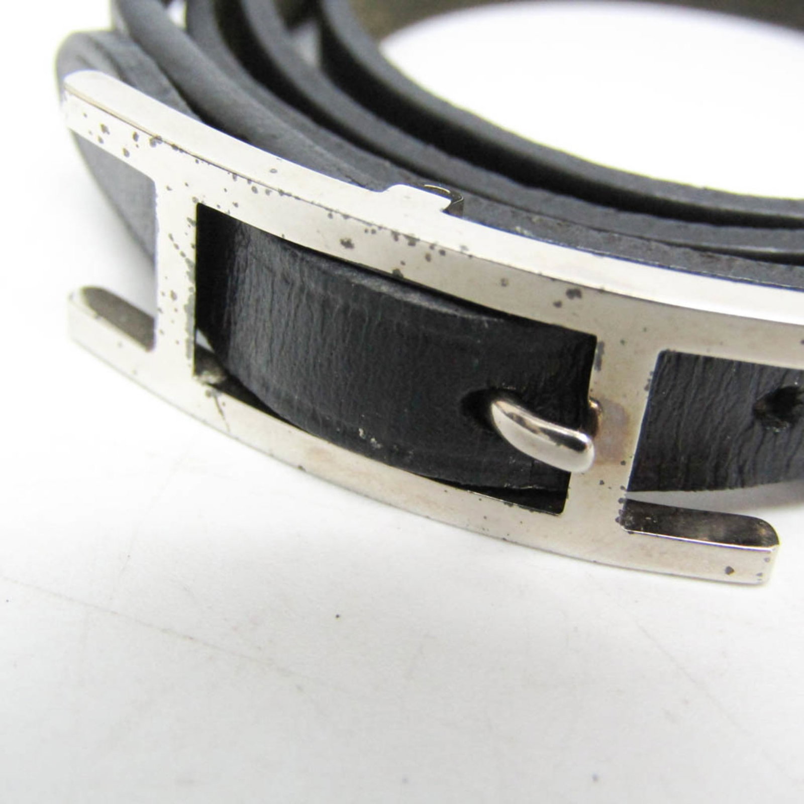 Metal leather bangle Hermes - 4