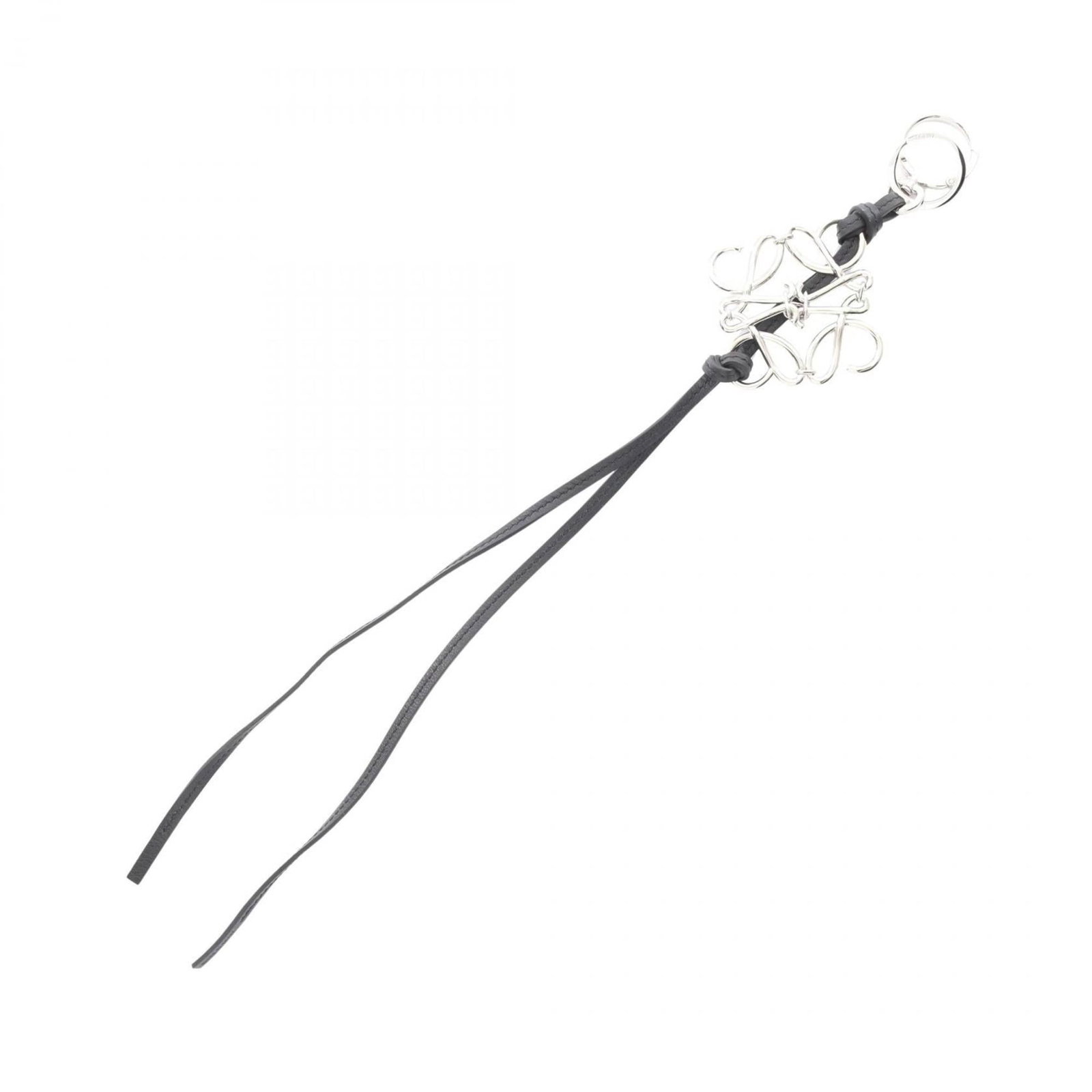 Leather Metal Italian Charm Loewe: Leather Metal Italian Charm Loewe Black leather and silver metal Italian charm from Loewe, measuring 440.00mm in length. This opened item has never been used. The black and silver chain provides a sle
