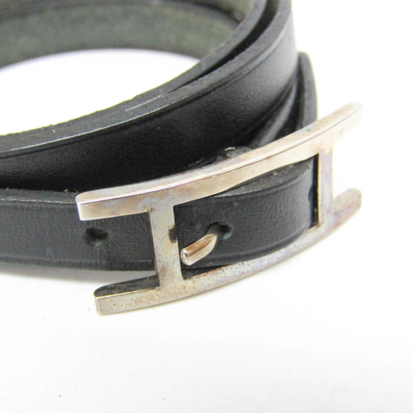 Metal leather bangle Hermes - 3