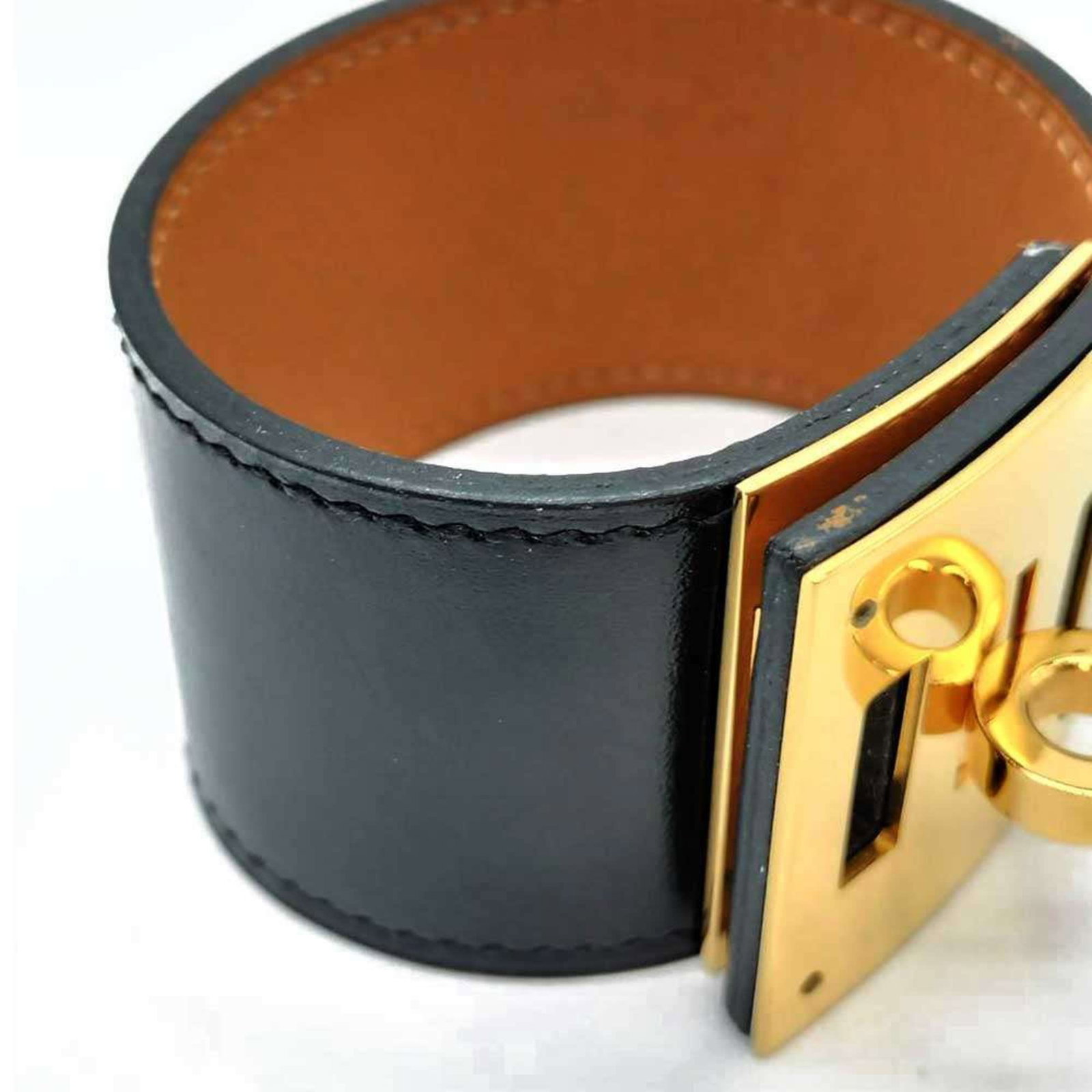 Calf Leather Hermes Box Bangle - 3