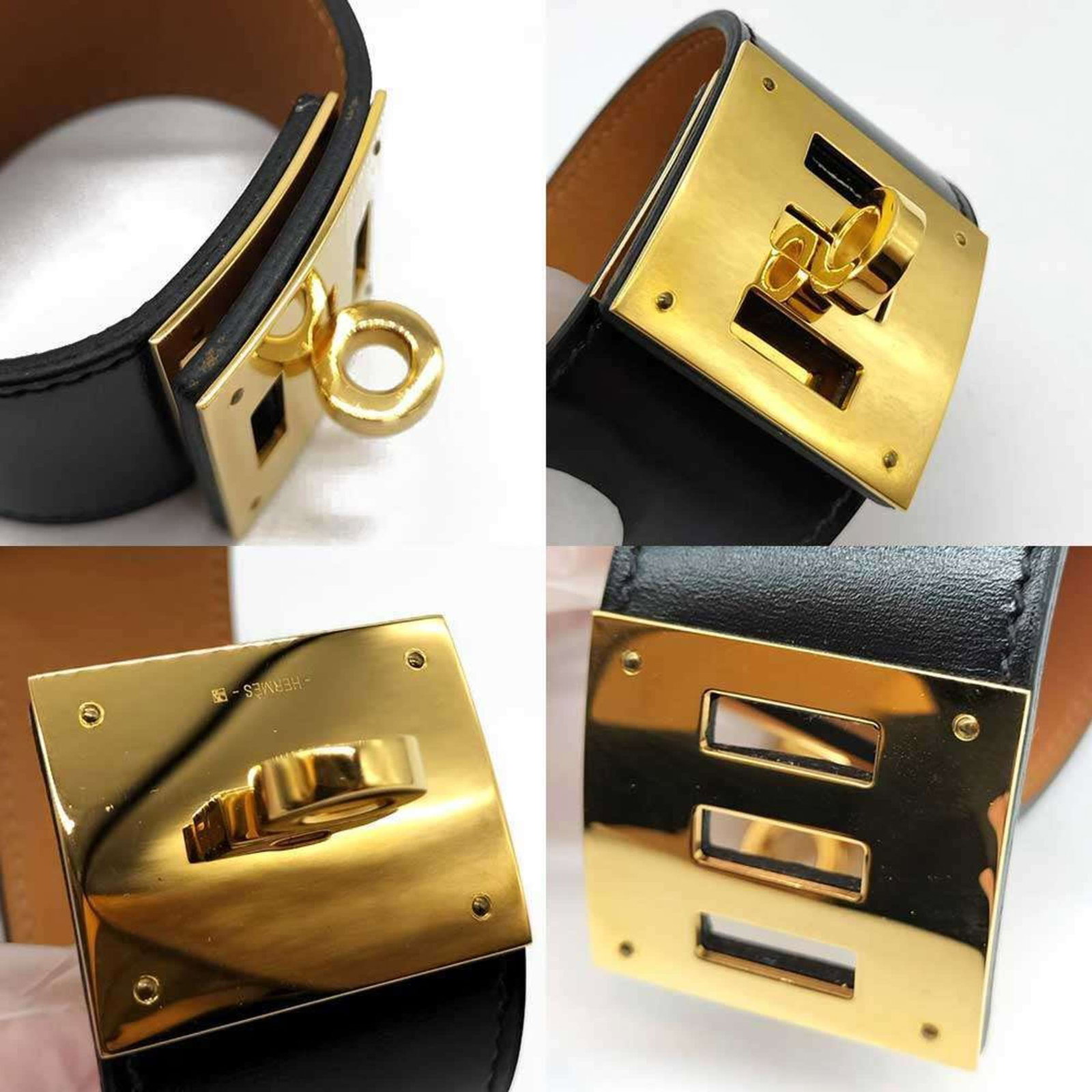 Calf Leather Hermes Box Bangle - 4