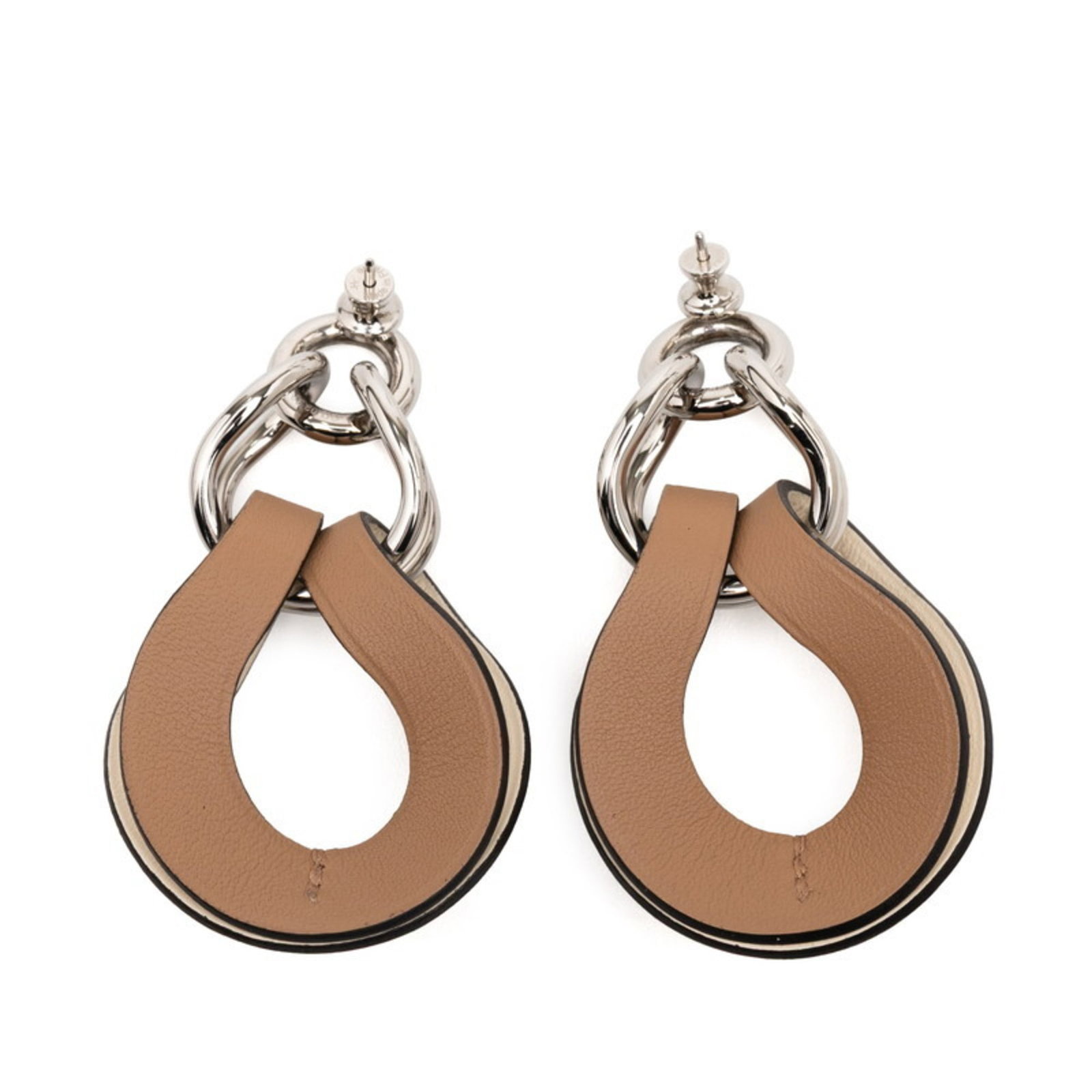 Swift Hermes Leather Stud Earrings - 2
