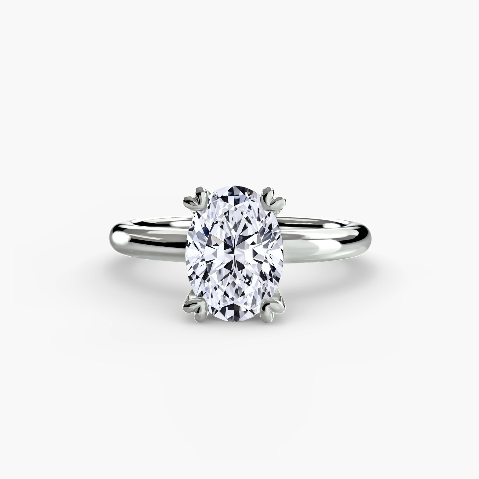 Solitaire Oval 14Kt White Gold Ring Setting - 2