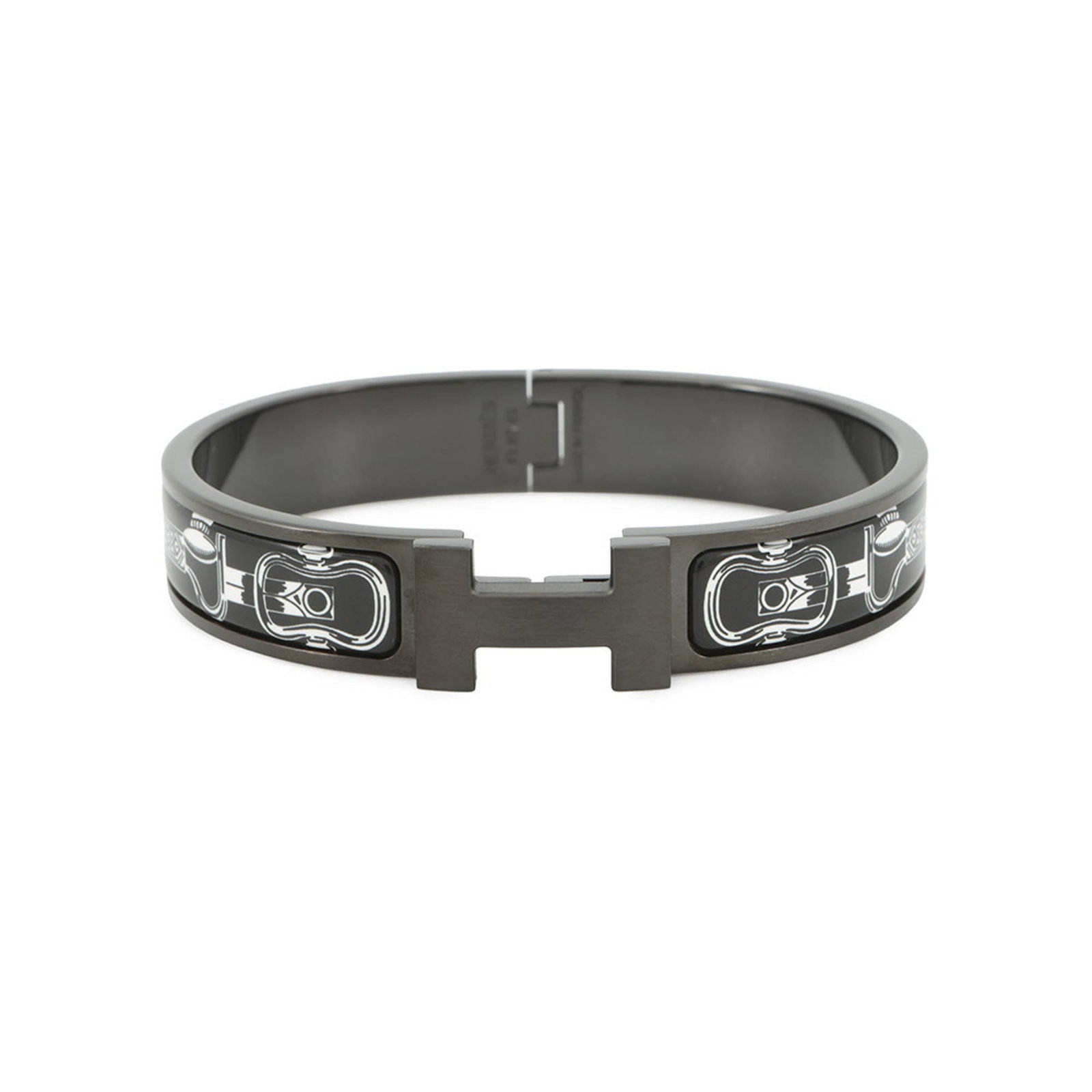 Charm Bracelet Enamel by Hermes: Charm Bracelet Enamel by Hermes Item Specifics: Brand: Hermes Type: Charm Bracelet Material: Enamel Color: Black, Metallic Condition: Used (very good), A few traces of usage, some scratches / dirt can