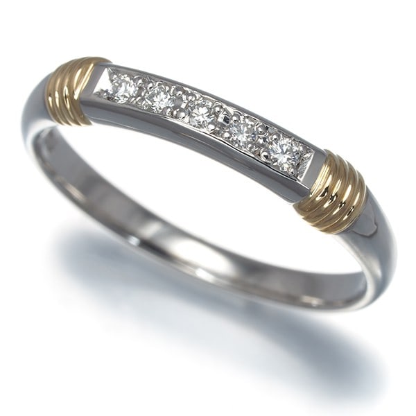 Christian Dior Ring Diamond Bicolor Us6-6.25 Pt 950/ 18K Yg (1 of 5)