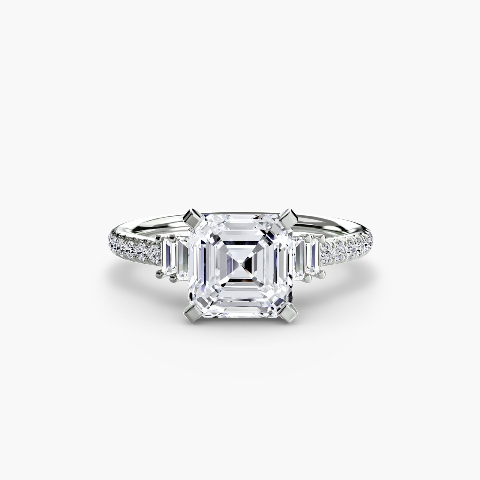 Pave Asscher 950 Platinum Ring Setting - 2