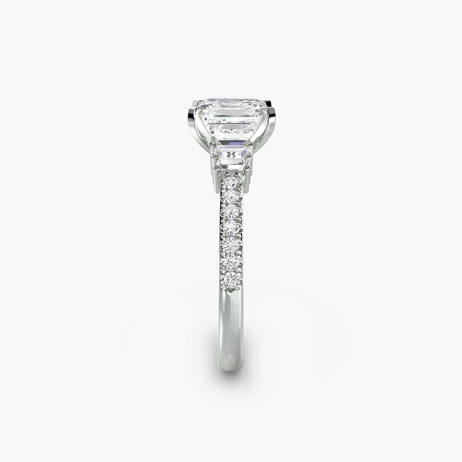 Pave Asscher 950 Platinum Ring Setting - 3