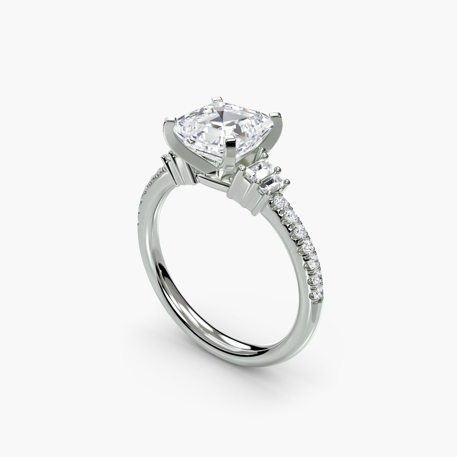 Pave Asscher 950 Platinum Ring Setting - 5