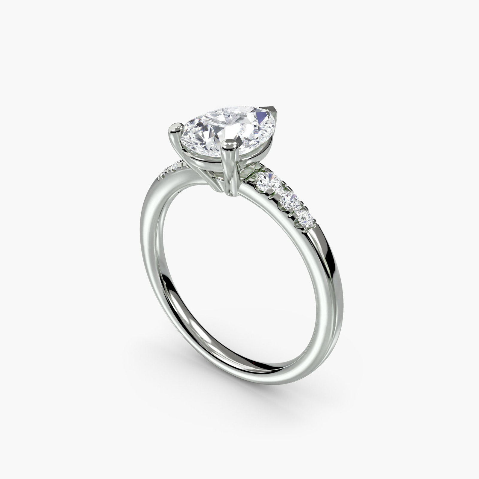 Solitaire Pear 950 Platinum Ring Setting - 5