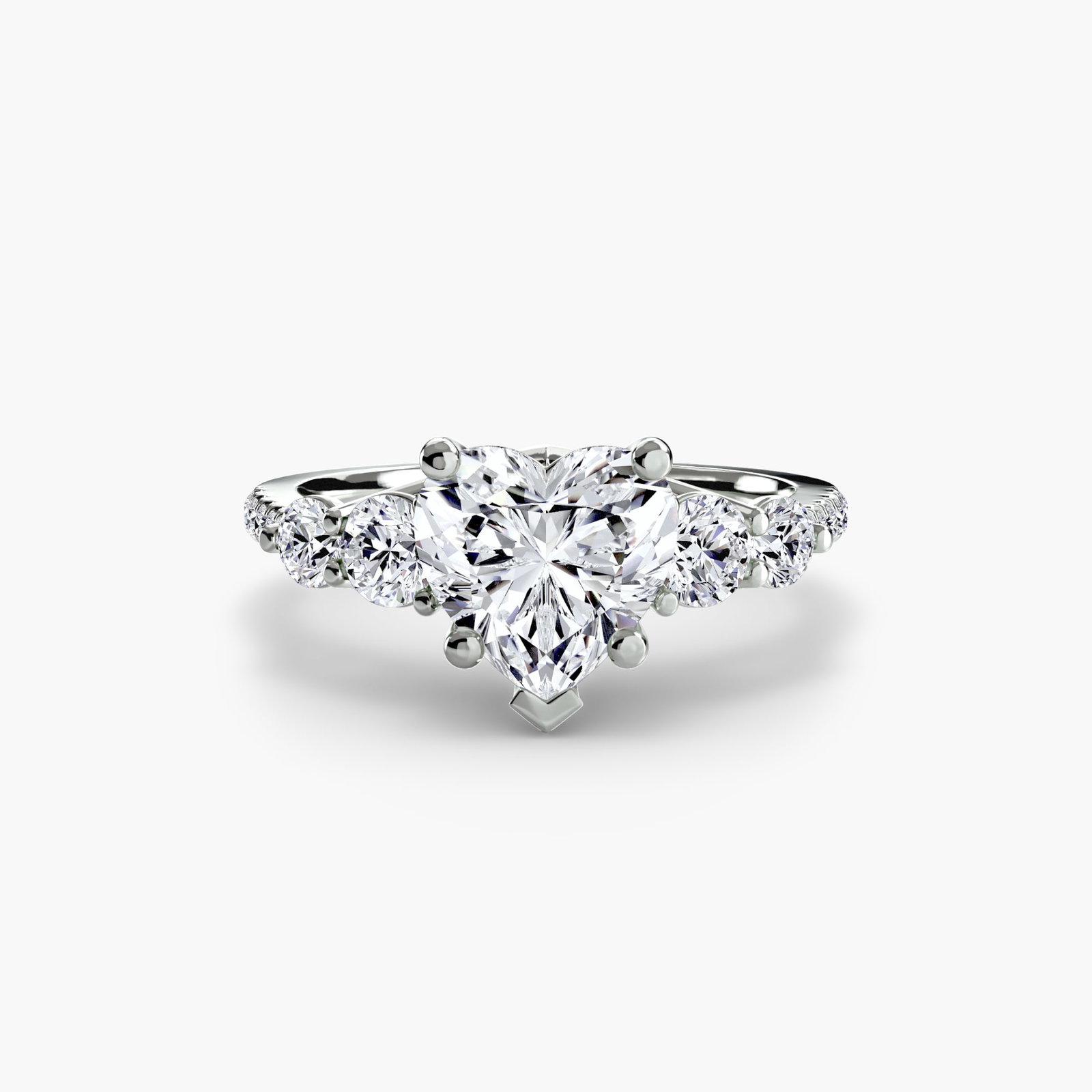 Pave Heart 950 Platinum Ring Setting - 2