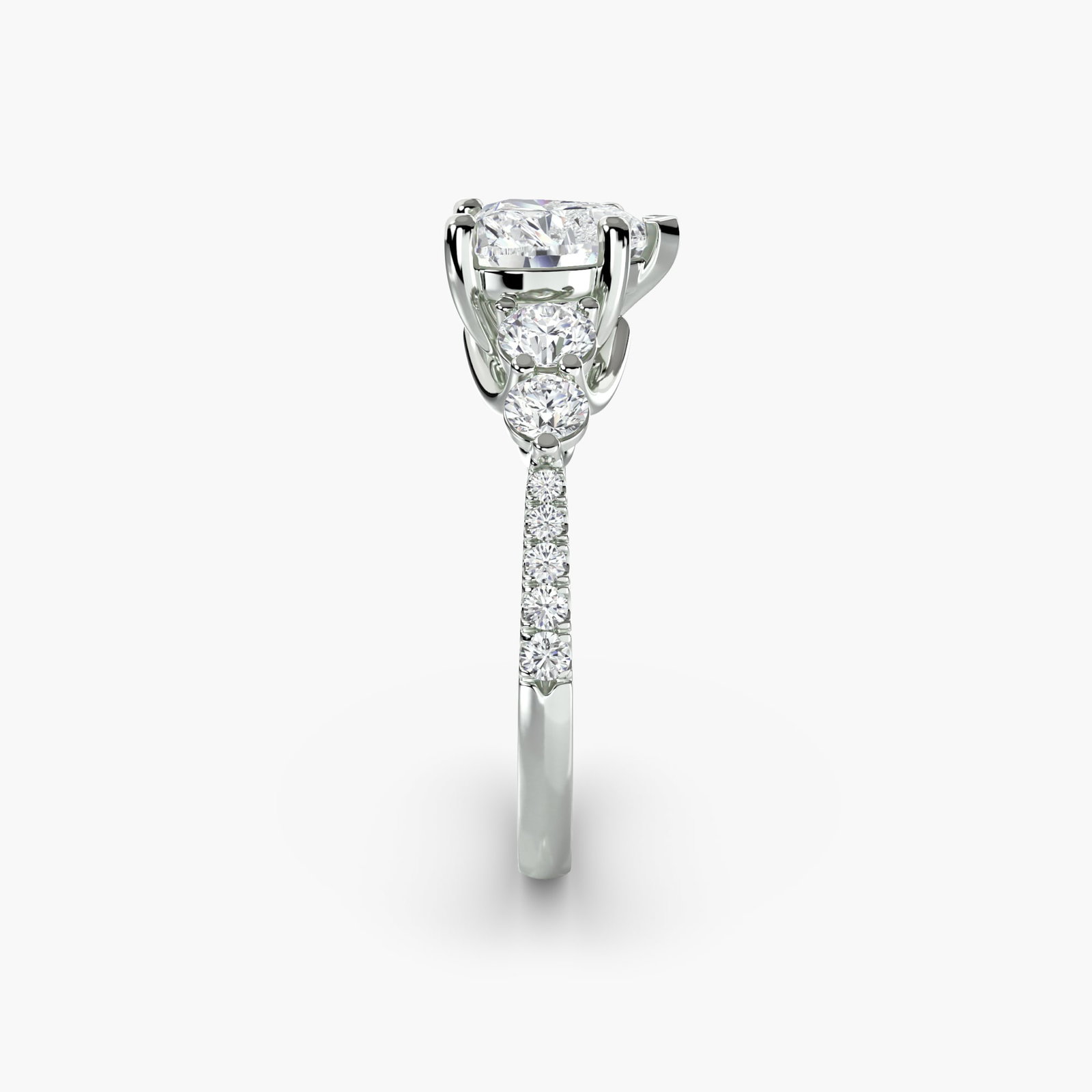 Pave Heart 950 Platinum Ring Setting - 3