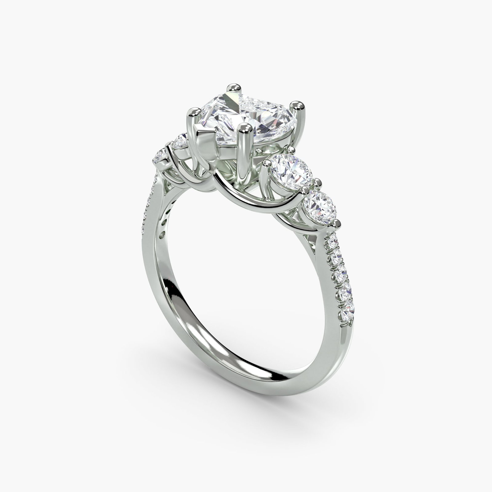 Pave Heart 950 Platinum Ring Setting - 5