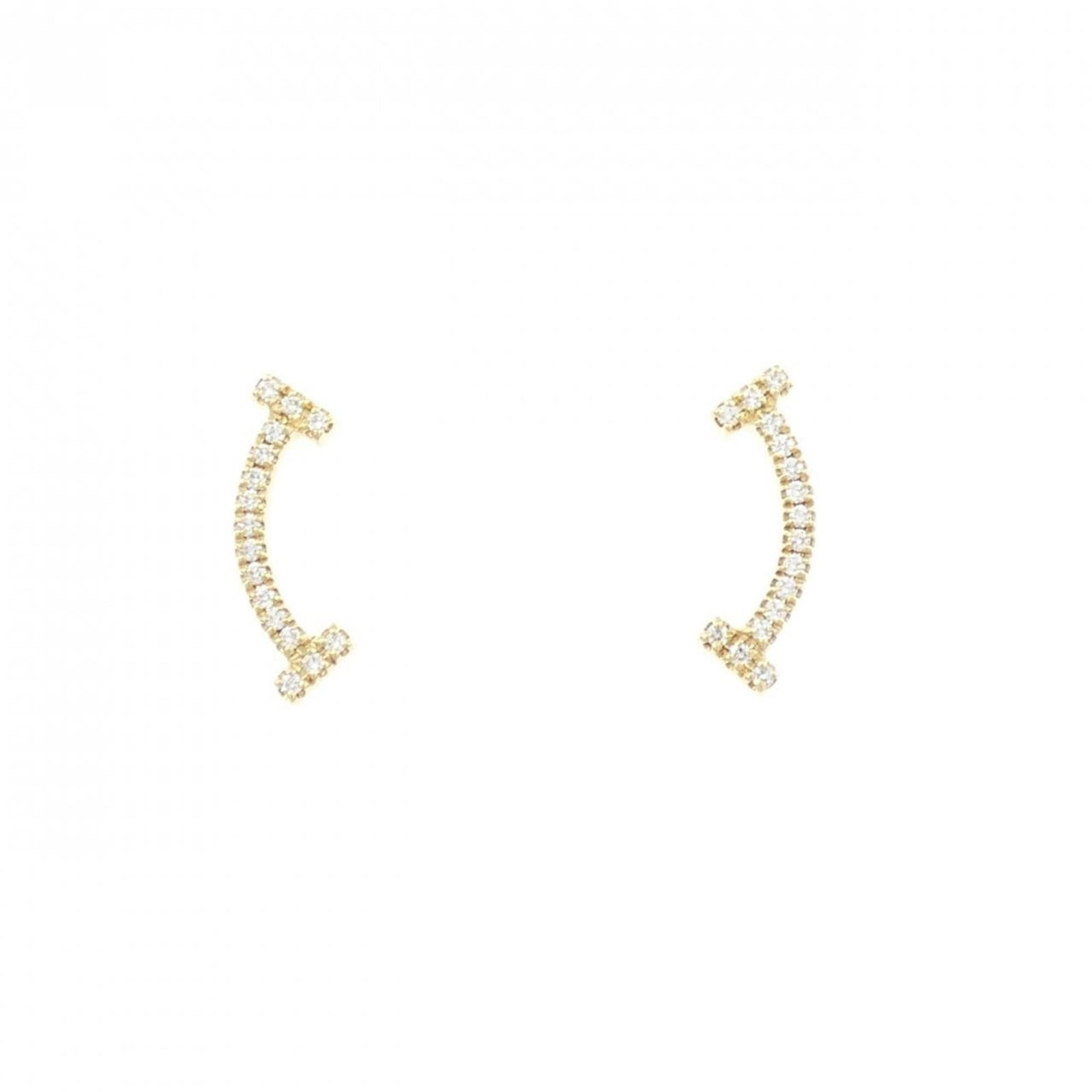 Gold Stud Yellow Earrings Tiffany: Gold Stud Yellow Earrings Tiffany Yellow gold (18K) stud earrings with a diamond stone, measuring 13.50mm x 4.50mm, are available in this used condition. The earrings feature a few traces of usage, so