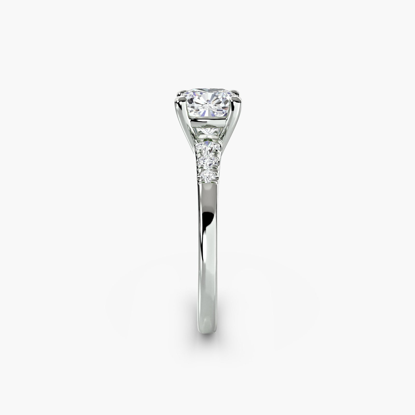 Solitaire Cushion 14Kt White Gold Ring Setting - 3