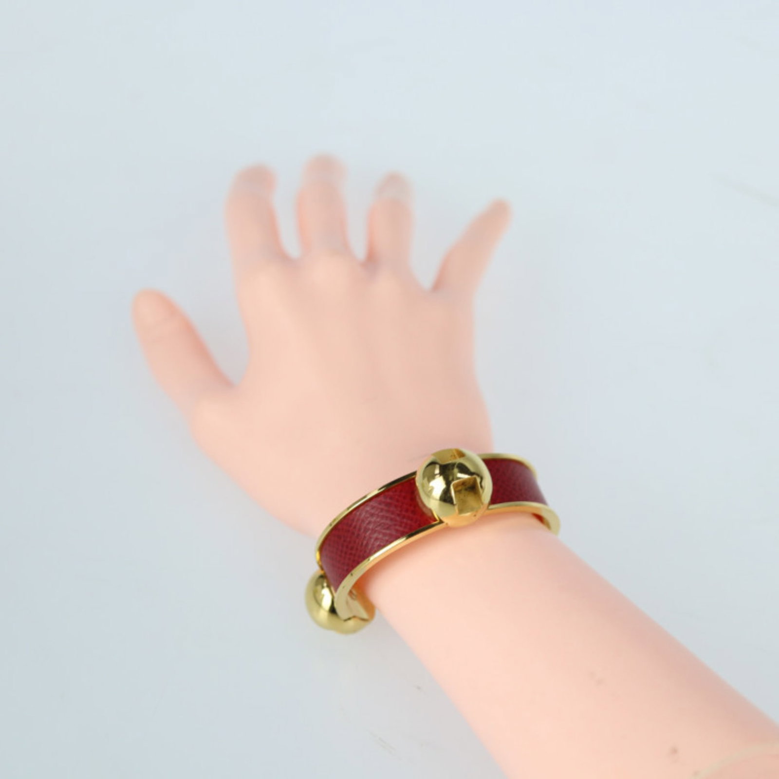 Metal leather bangle Hermes - 9