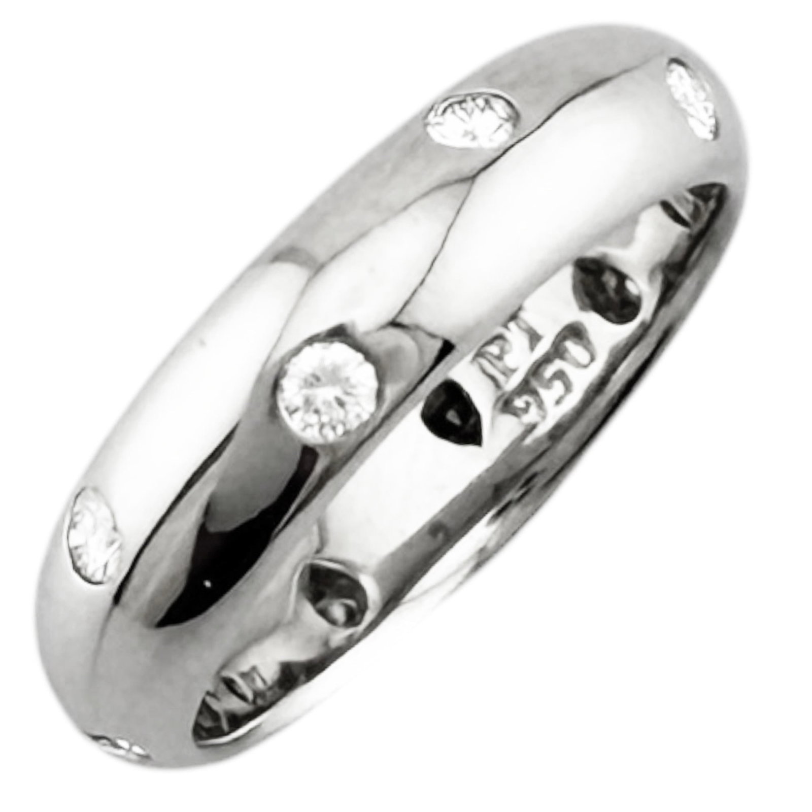 Platinum ring by Tiffany band: Platinum ring by Tiffany band Platinum ring by Tiffany features a diamond stone and is made from high-quality platinum. This band ring has a unique handmade touch and is available in size 4.5 with a w