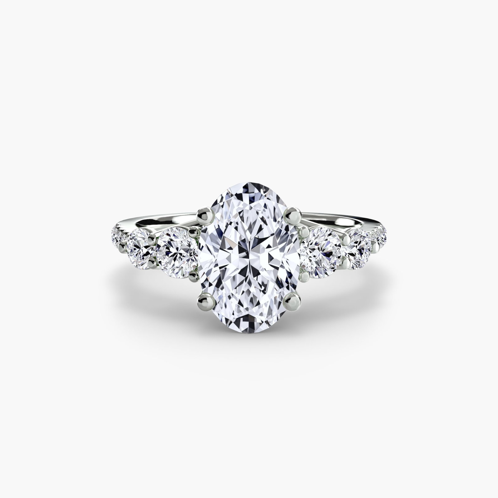 Pave Oval 950 Platinum Ring Setting - 2