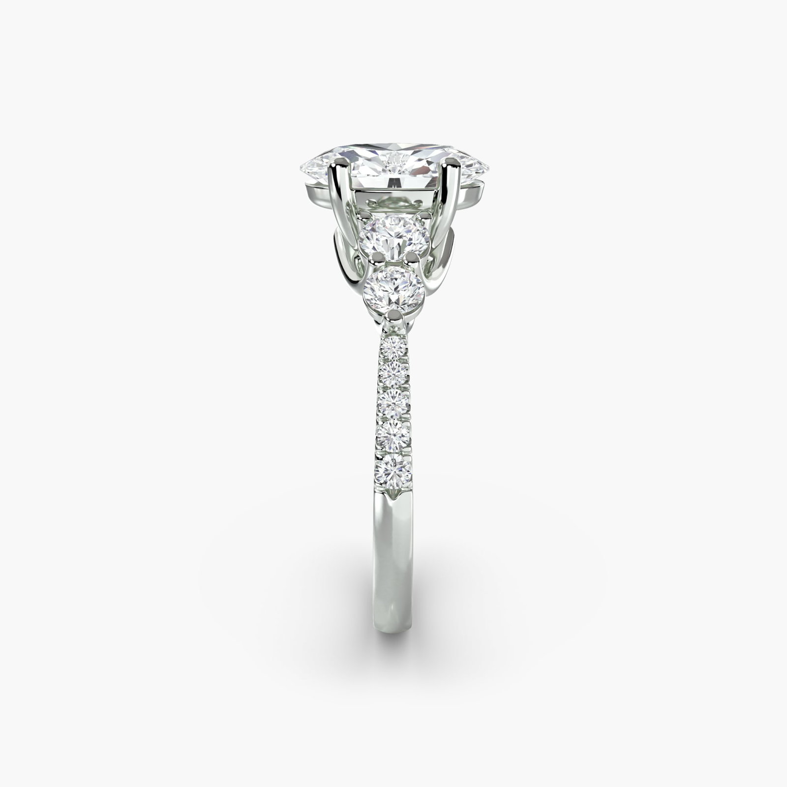 Pave Oval 950 Platinum Ring Setting - 3