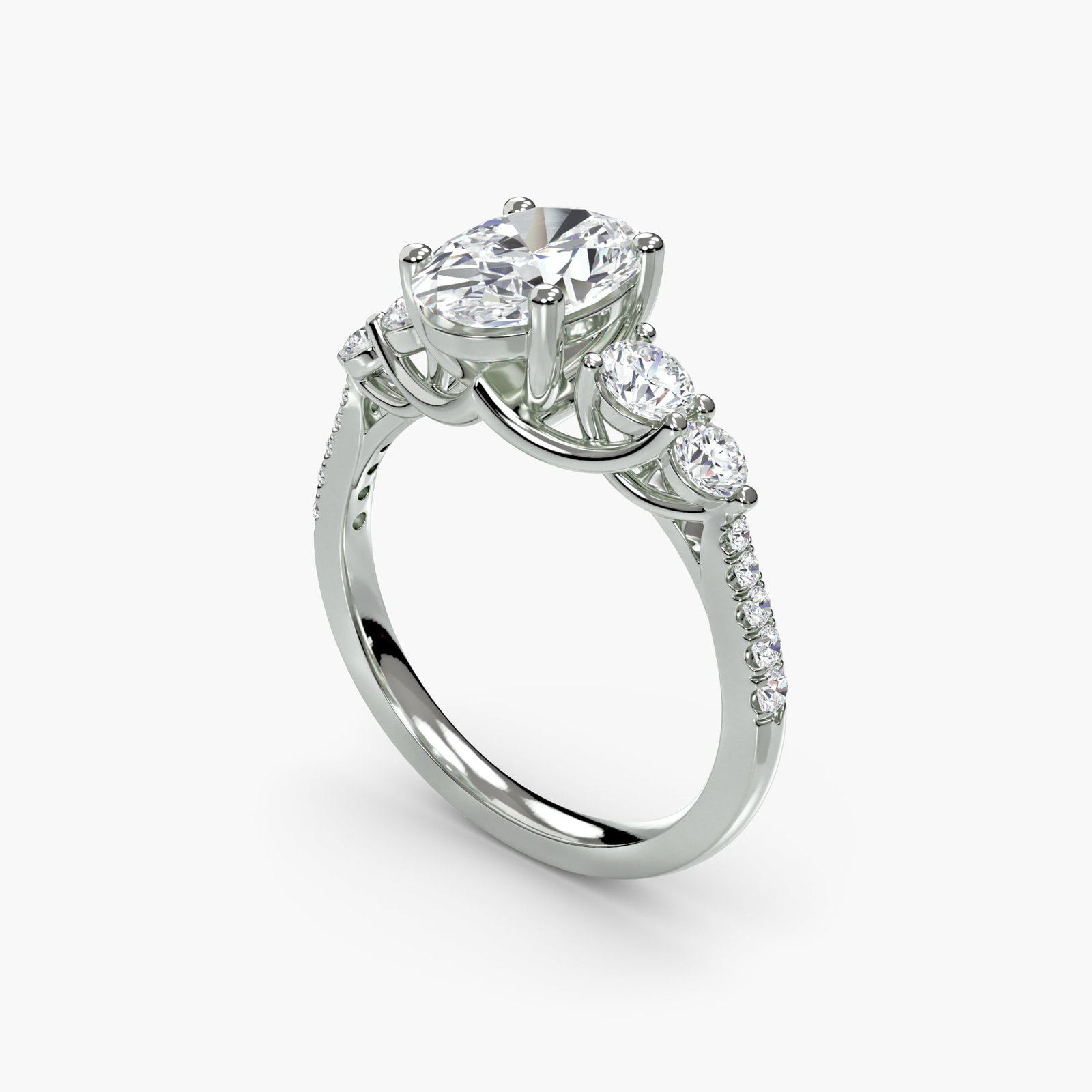 Pave Oval 950 Platinum Ring Setting - 5