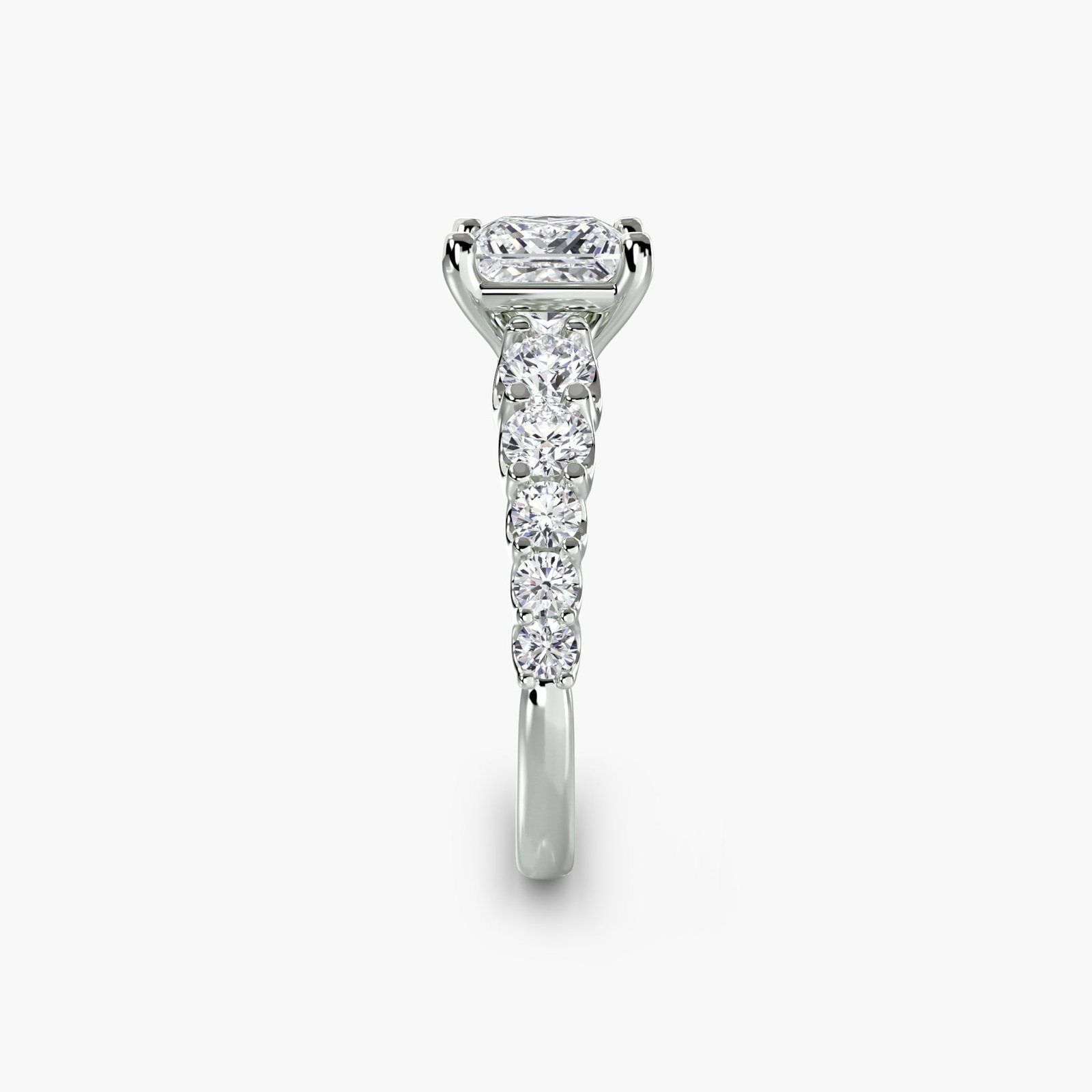 Side Stone Princess 950 Platinum Ring Setting - 3
