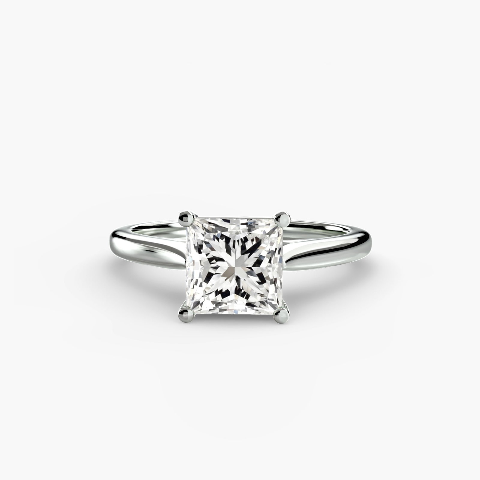 Solitaire Princess 14Kt White Gold Ring Setting - 2