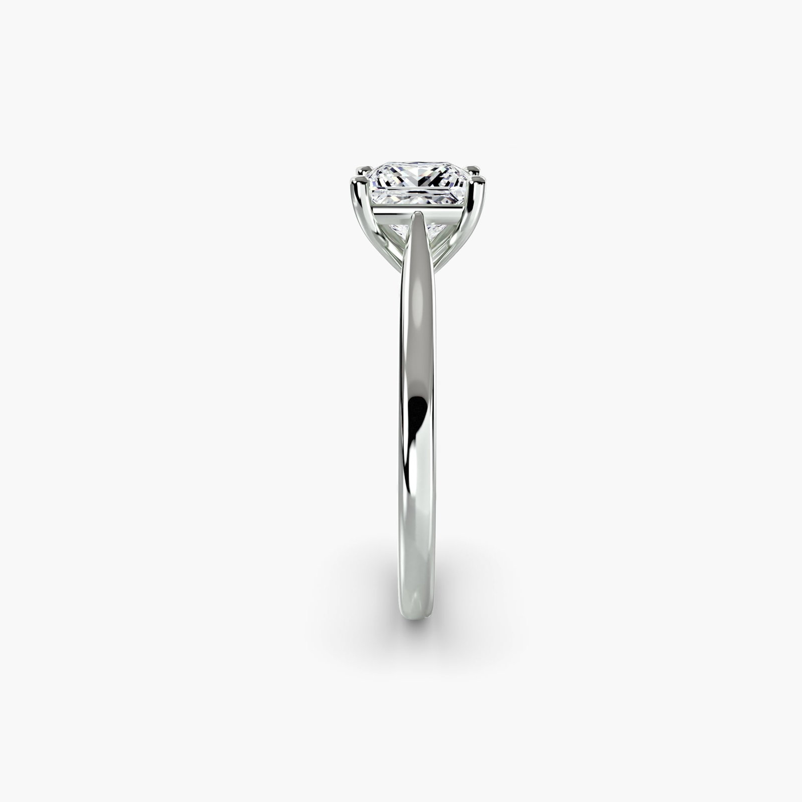 Solitaire Princess 14Kt White Gold Ring Setting - 3
