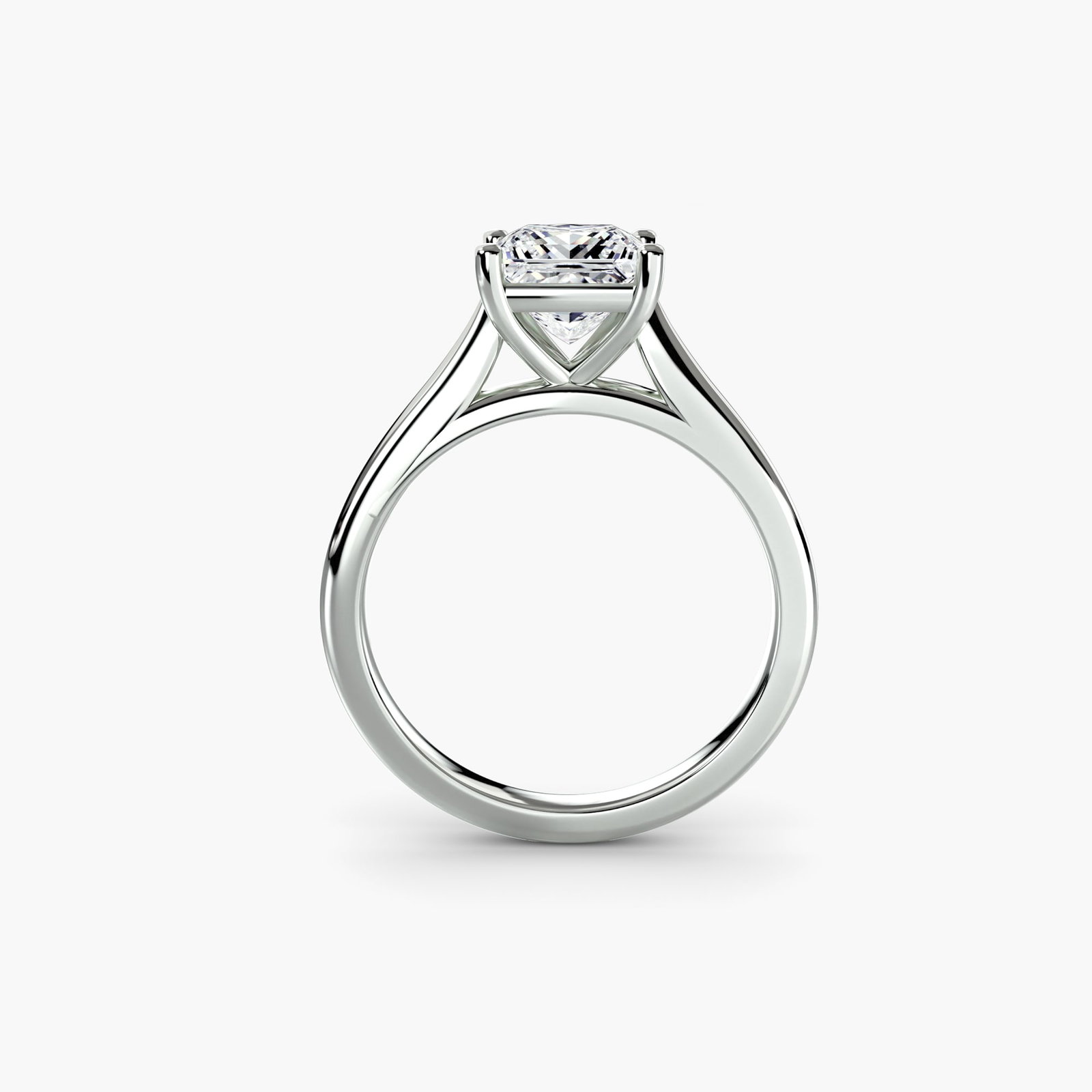 Solitaire Princess 14Kt White Gold Ring Setting - 4