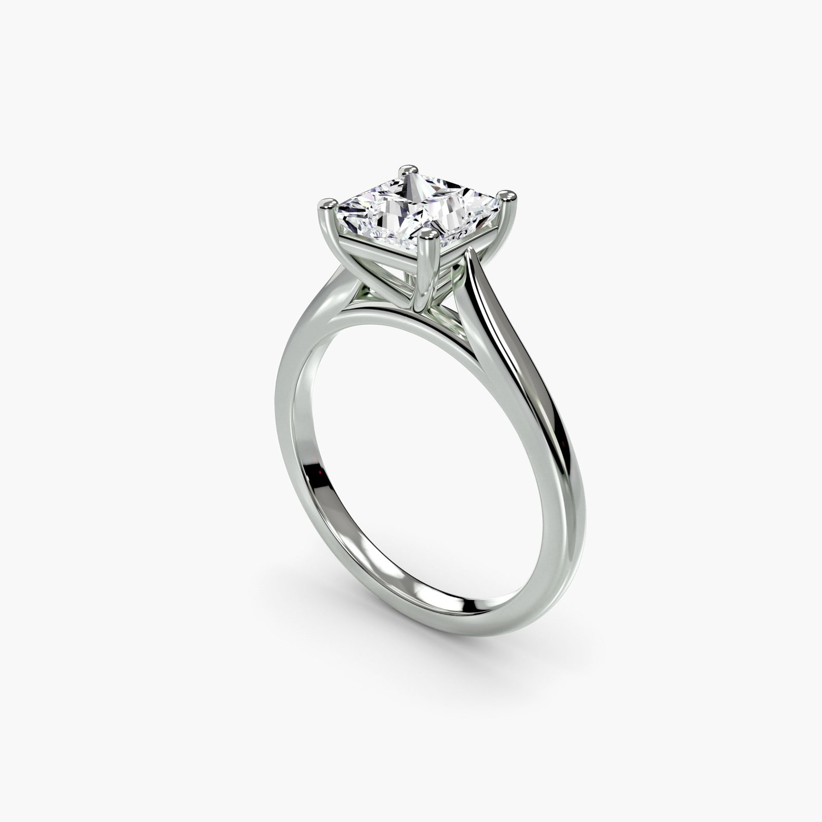 Solitaire Princess 14Kt White Gold Ring Setting - 5