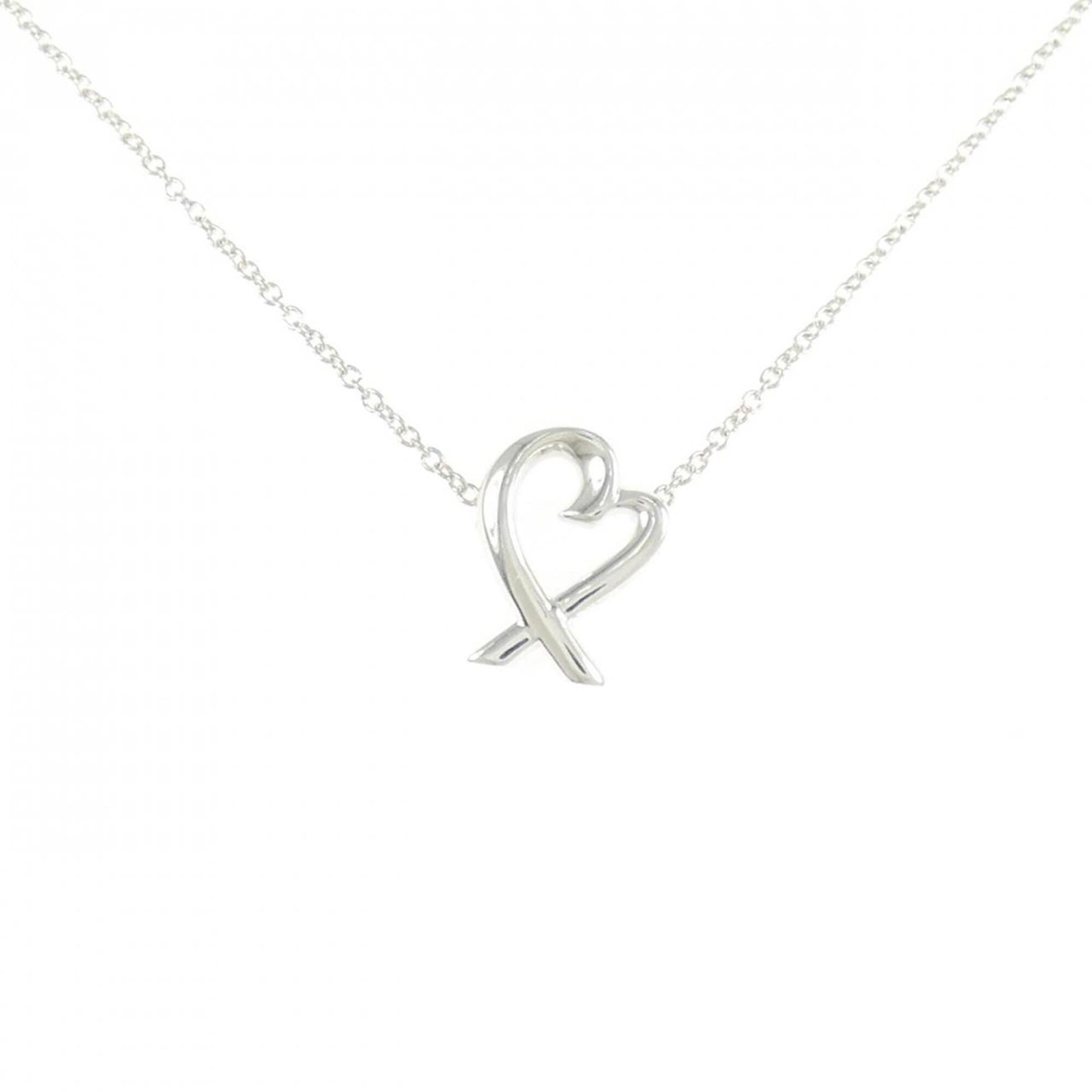 Loving Heart Necklace: Loving Heart Necklace Silver 925 Loving Heart Necklace with a 41 cm / 16.14'' adjustable neck circumference, featuring a 11.5mm x 8.8mm pendant that bears a signature. The necklace has some scratches