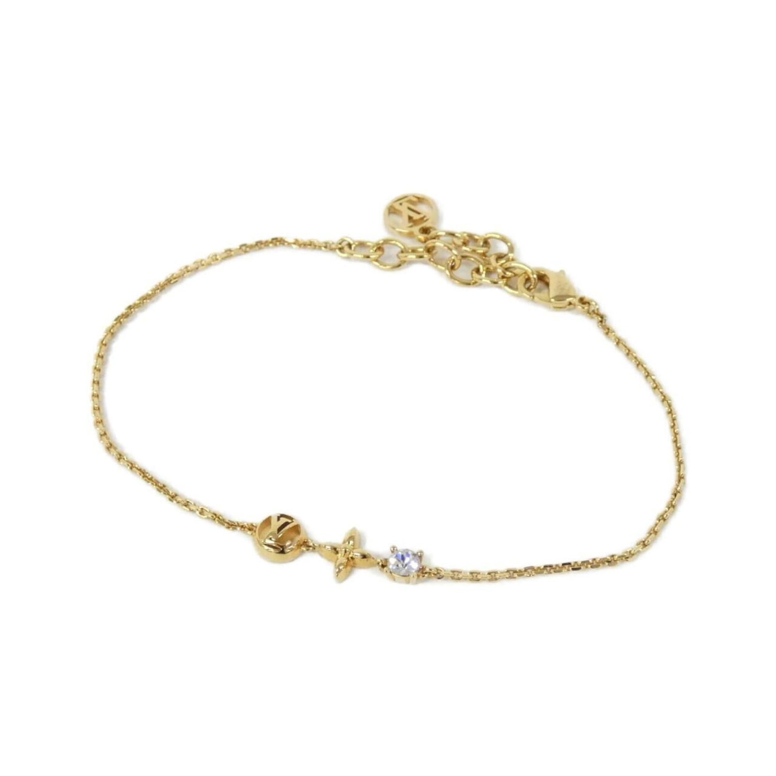 Vuitton Louis Charm Bracelet: Vuitton Louis Charm Bracelet This Louis Vuitton charm bracelet boasts a classic gold design, measuring between 17cm and 20.5cm in length, making it a versatile accessory for everyday wear. With its
