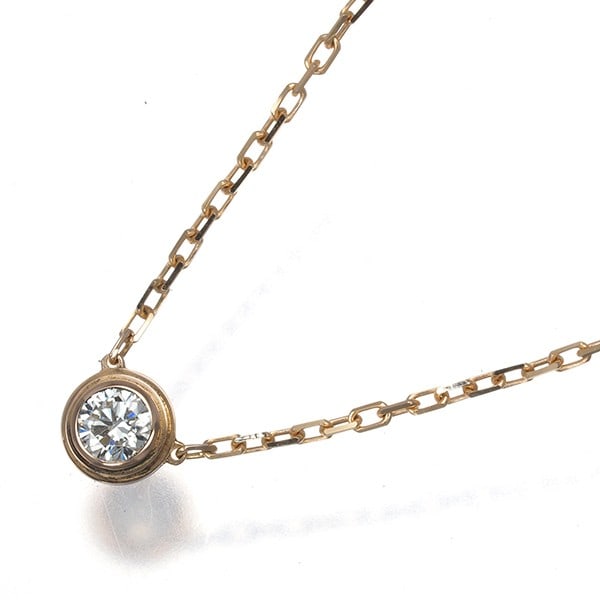 Diamond Lm 18K 750 Rose Gold Cartier Necklace D Amour: Diamond Lm 18K 750 Rose Gold Cartier Necklace D Amour 18k rose gold Cartier necklace featuring a natural diamond pendant in the iconic d'Amour style, showcasing a touch of elegance and