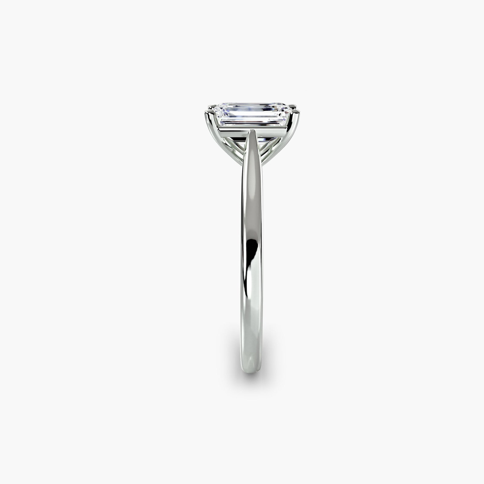 Solitaire Emerald 14Kt White Gold Ring Setting - 3