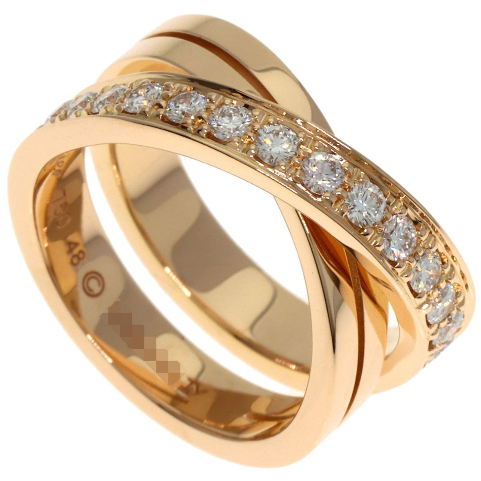 Pink gold 18k ring band from Cartier: Pink gold 18k ring band from Cartier Pink gold 18k Cartier ring band with a diamond stone, featuring a unique pink hue and elegant design. The band measures 8.8mm in width and weighs 8.9g, showcasing 
